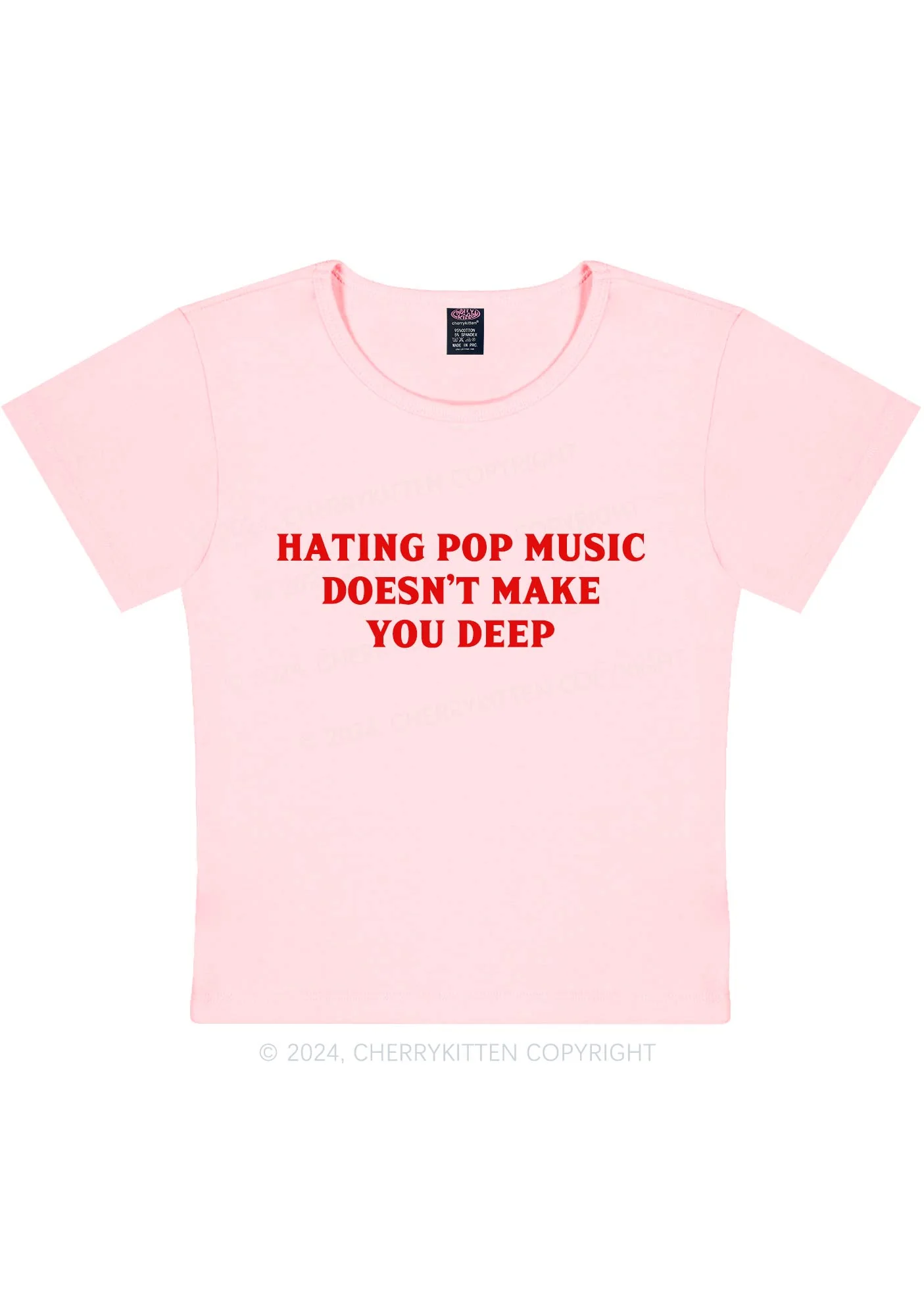Hating Pop Music Y2K Baby Tee Cherrykitten - Image 4