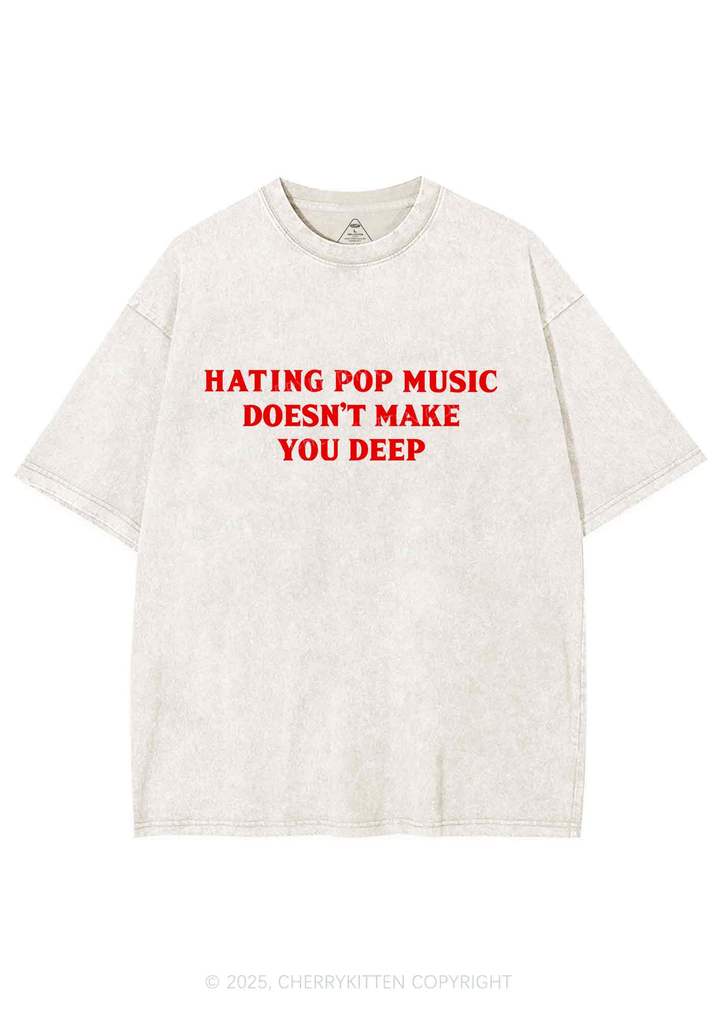 Hating Pop Music Y2K Shirts Washed Tee Cherrykitten - Image 3