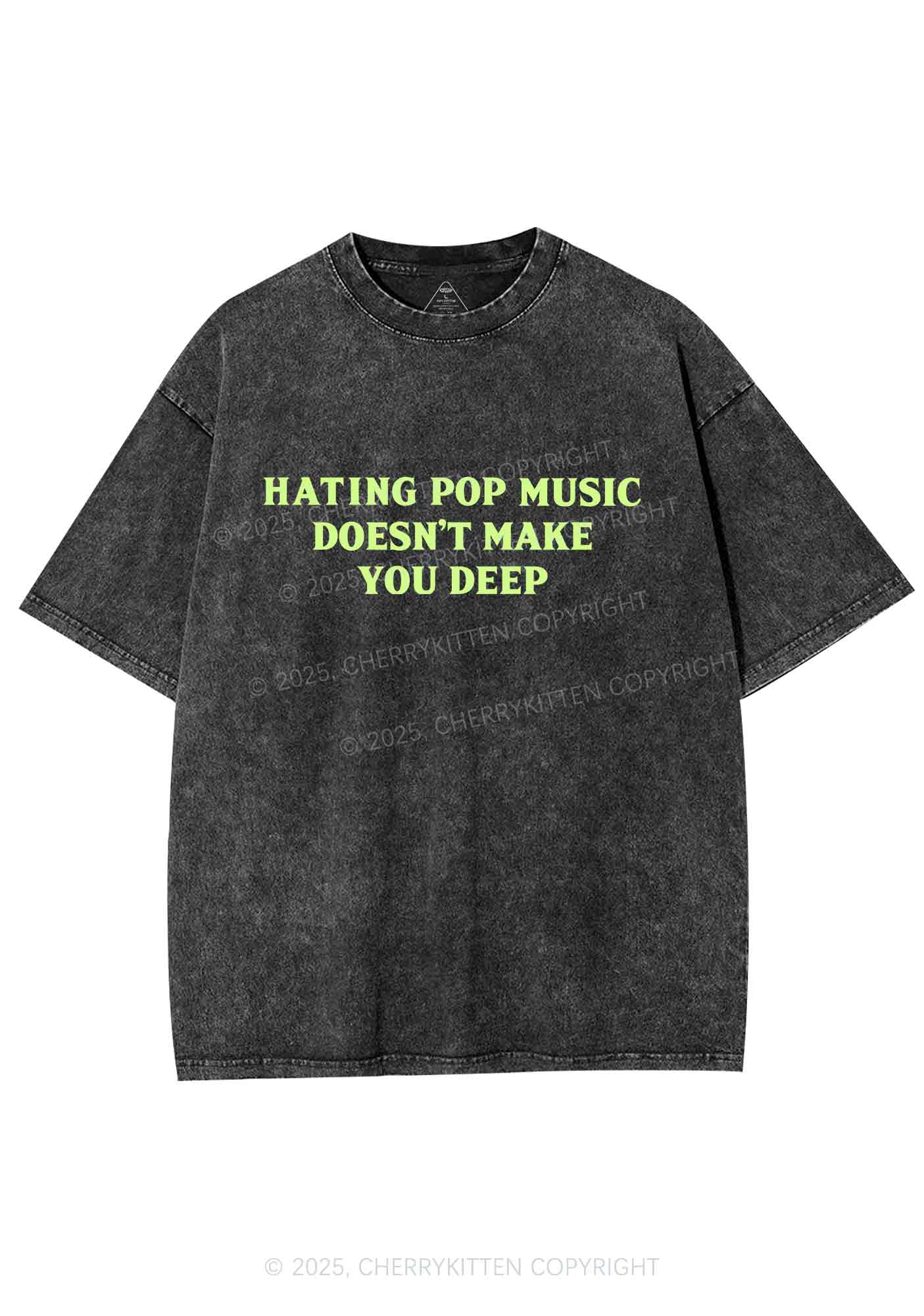 Hating Pop Music Y2K Shirts Washed Tee Cherrykitten - Image 4