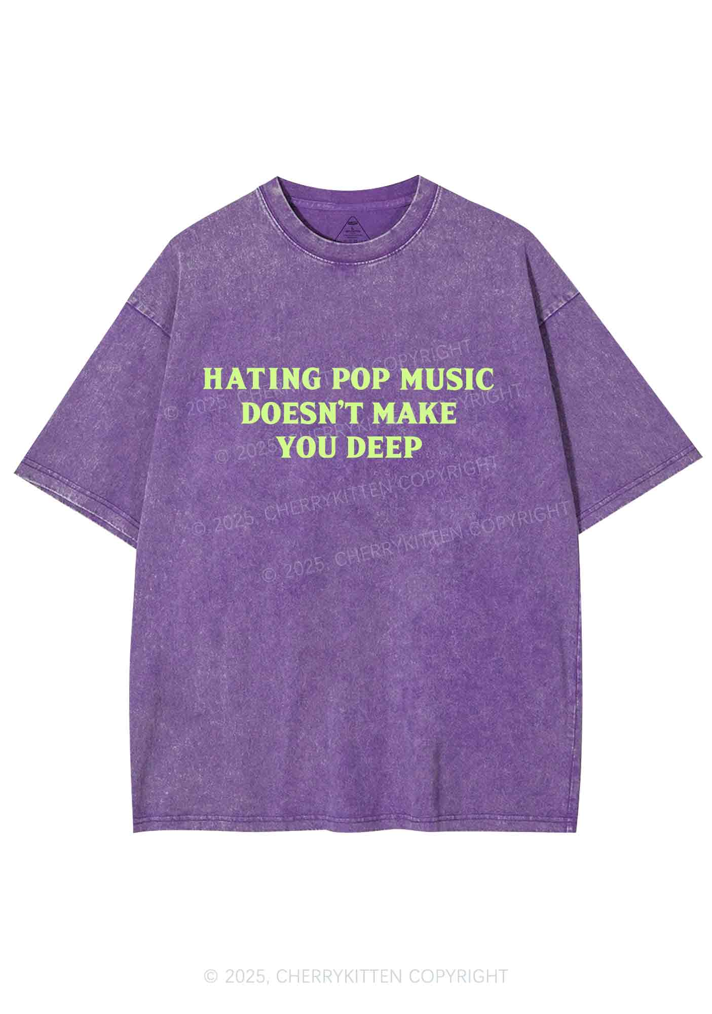 Hating Pop Music Y2K Shirts Washed Tee Cherrykitten - Image 5