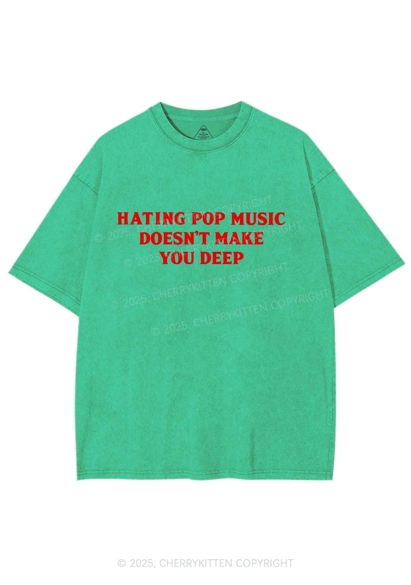 Hating Pop Music Y2K Shirts Washed Tee Cherrykitten - Image 6