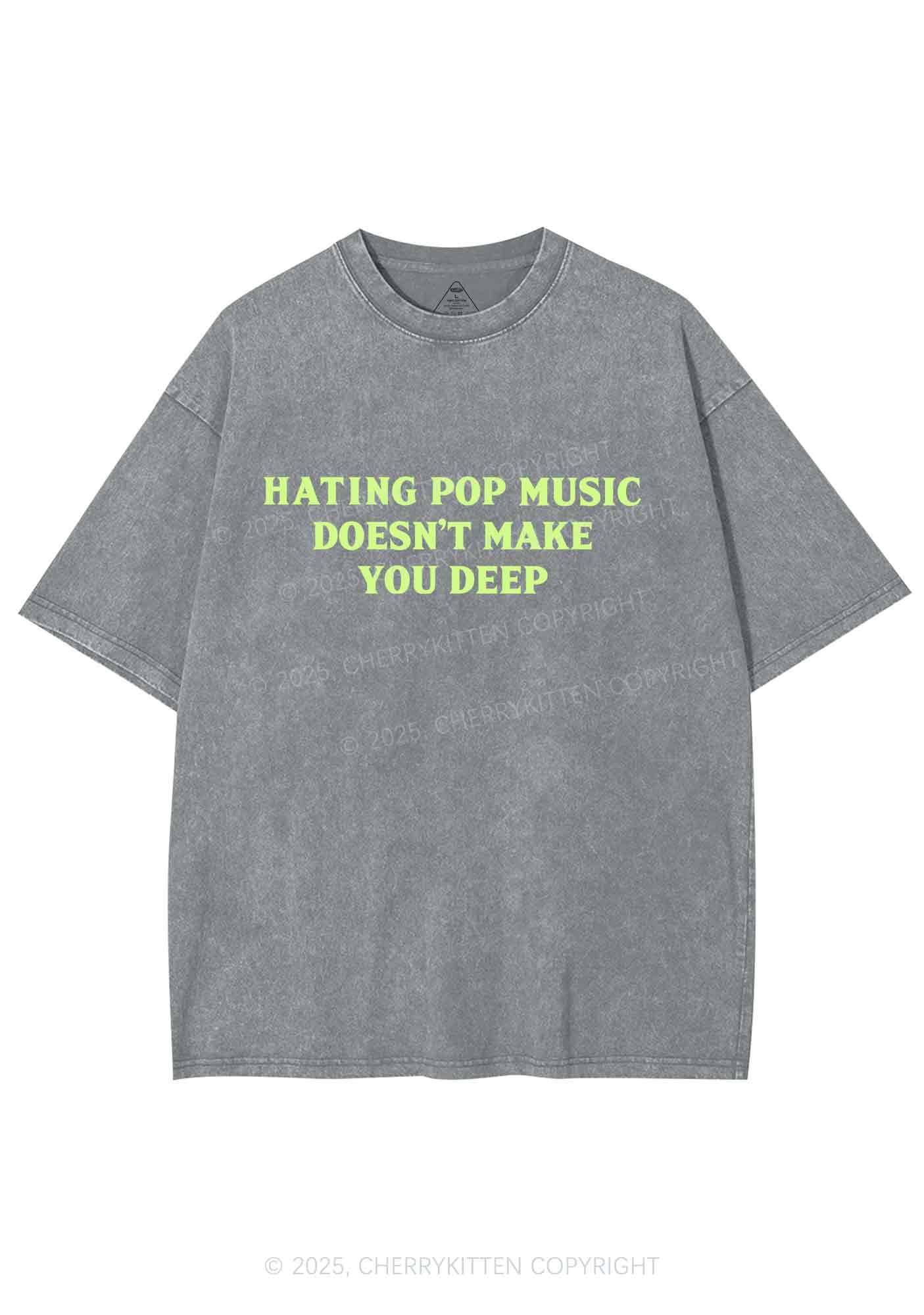 Hating Pop Music Y2K Shirts Washed Tee Cherrykitten - Image 7
