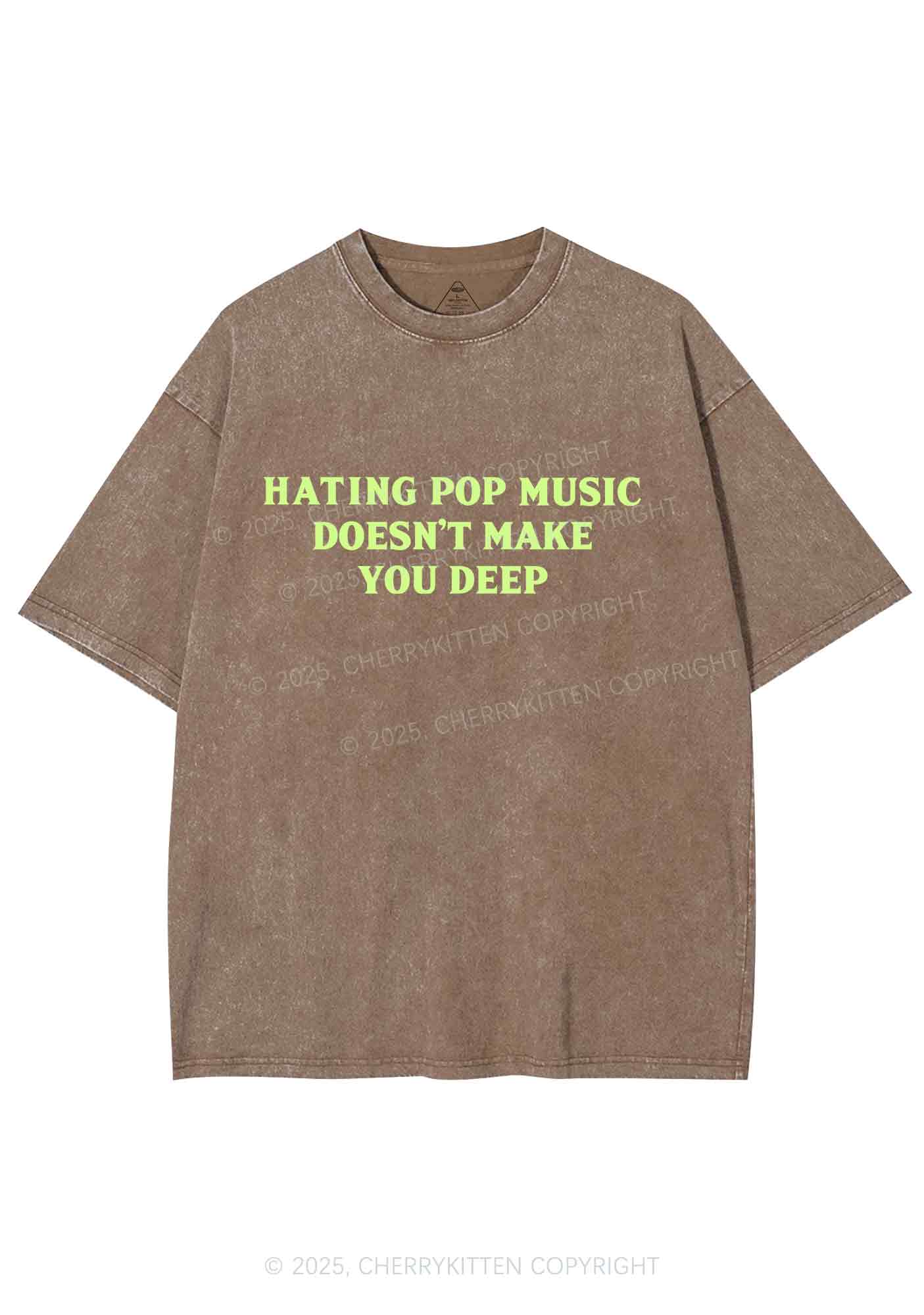 Hating Pop Music Y2K Shirts Washed Tee Cherrykitten - Image 8