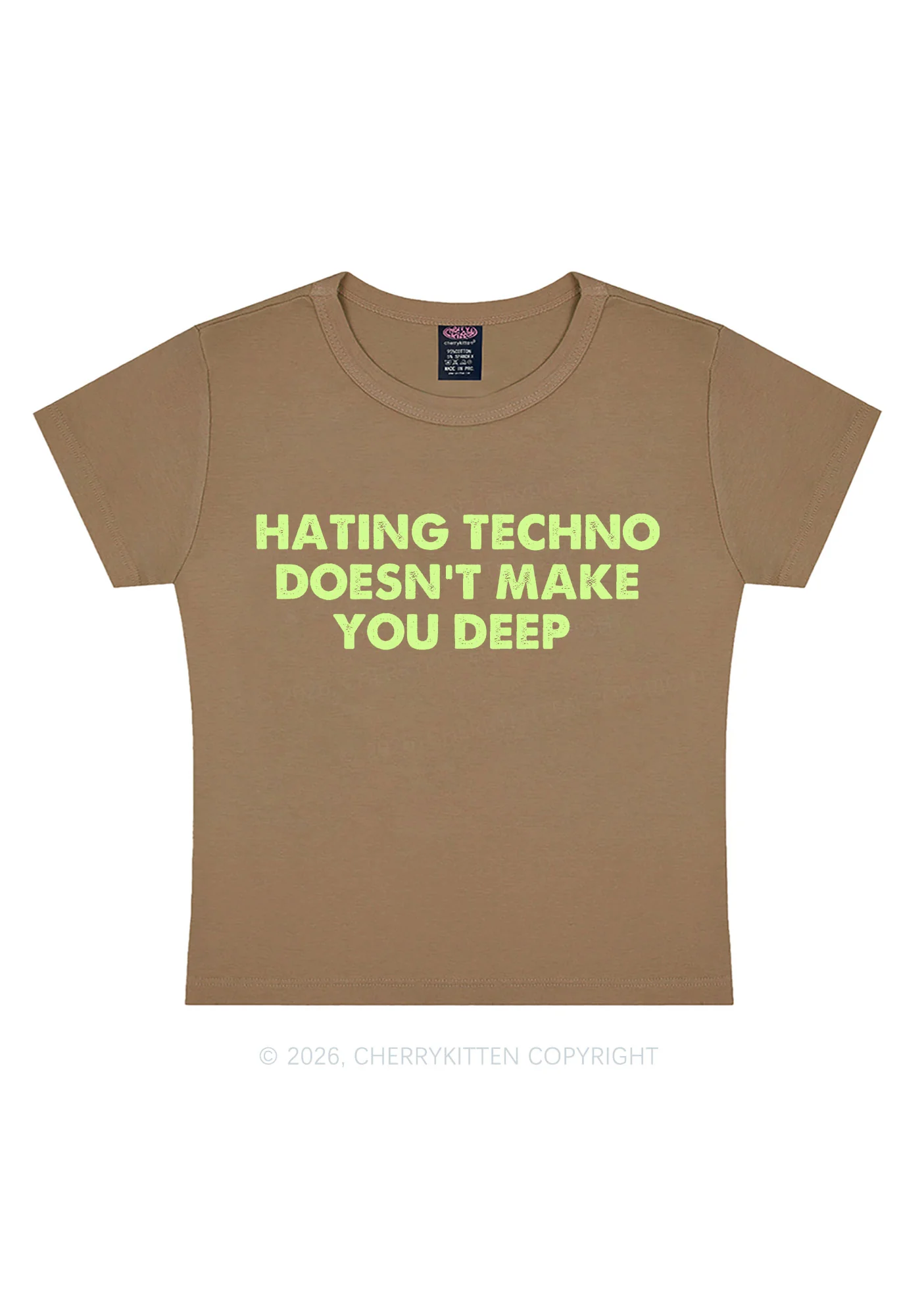 Hating Techno Doesnt Make You Deep Y2K Baby Tee Cherrykitten - Image 10