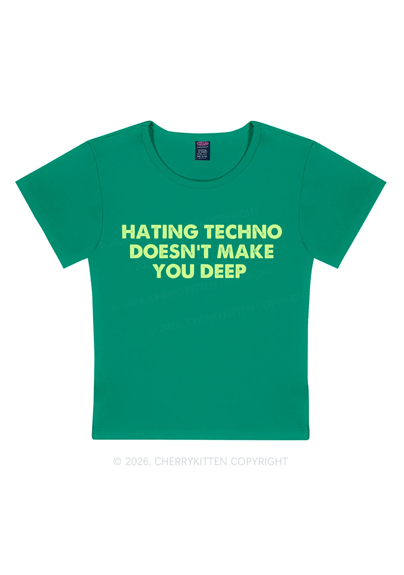 Hating Techno Doesnt Make You Deep Y2K Baby Tee Cherrykitten - Image 11
