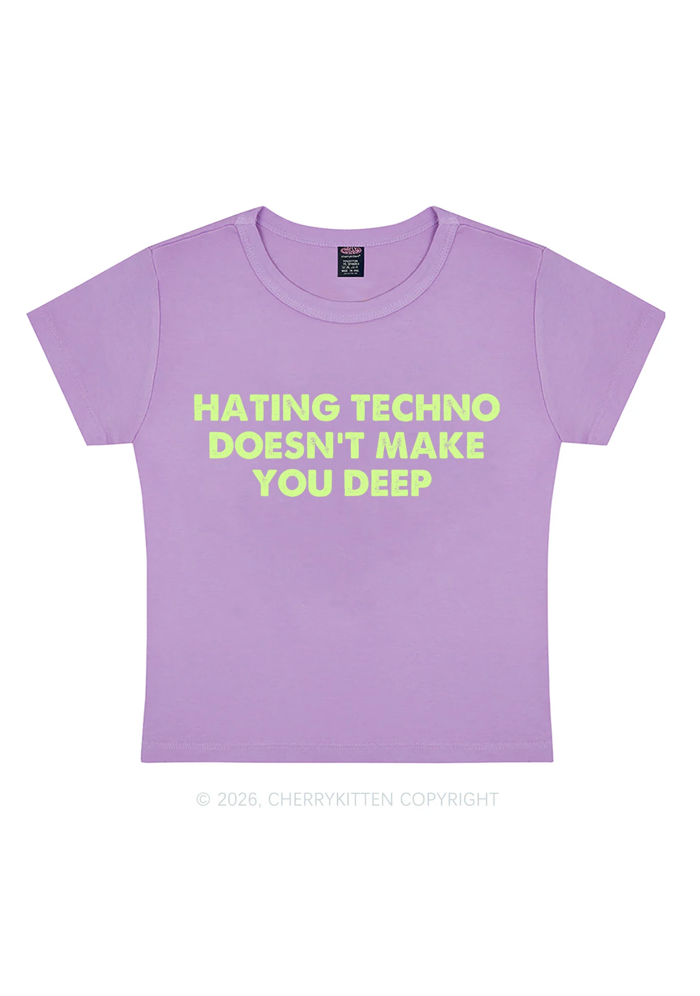 Hating Techno Doesnt Make You Deep Y2K Baby Tee Cherrykitten - Image 7