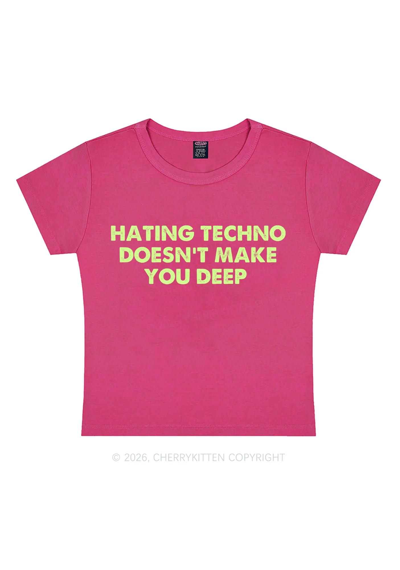 Hating Techno Doesnt Make You Deep Y2K Baby Tee Cherrykitten - Image 8