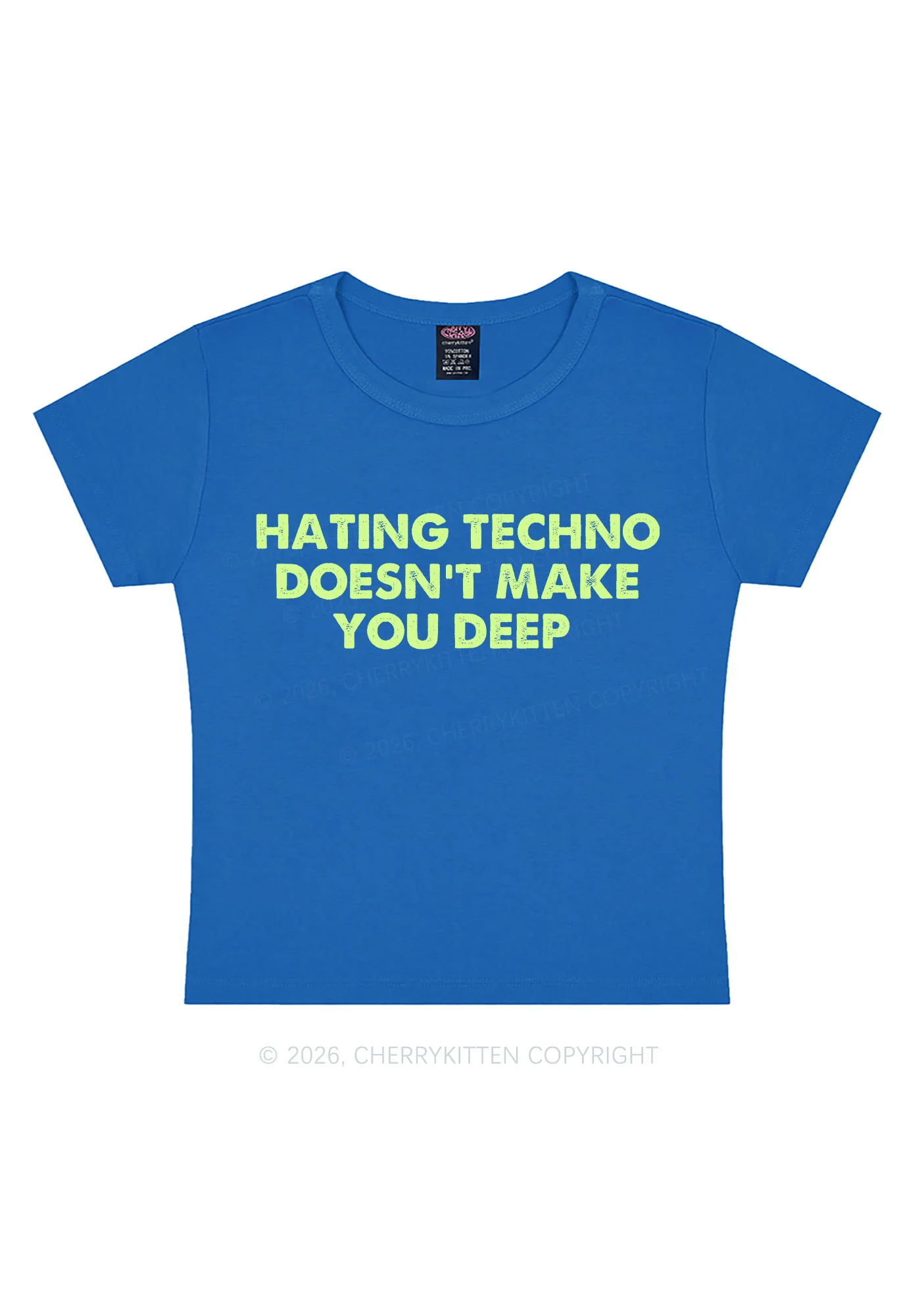 Hating Techno Doesnt Make You Deep Y2K Baby Tee Cherrykitten - Image 9