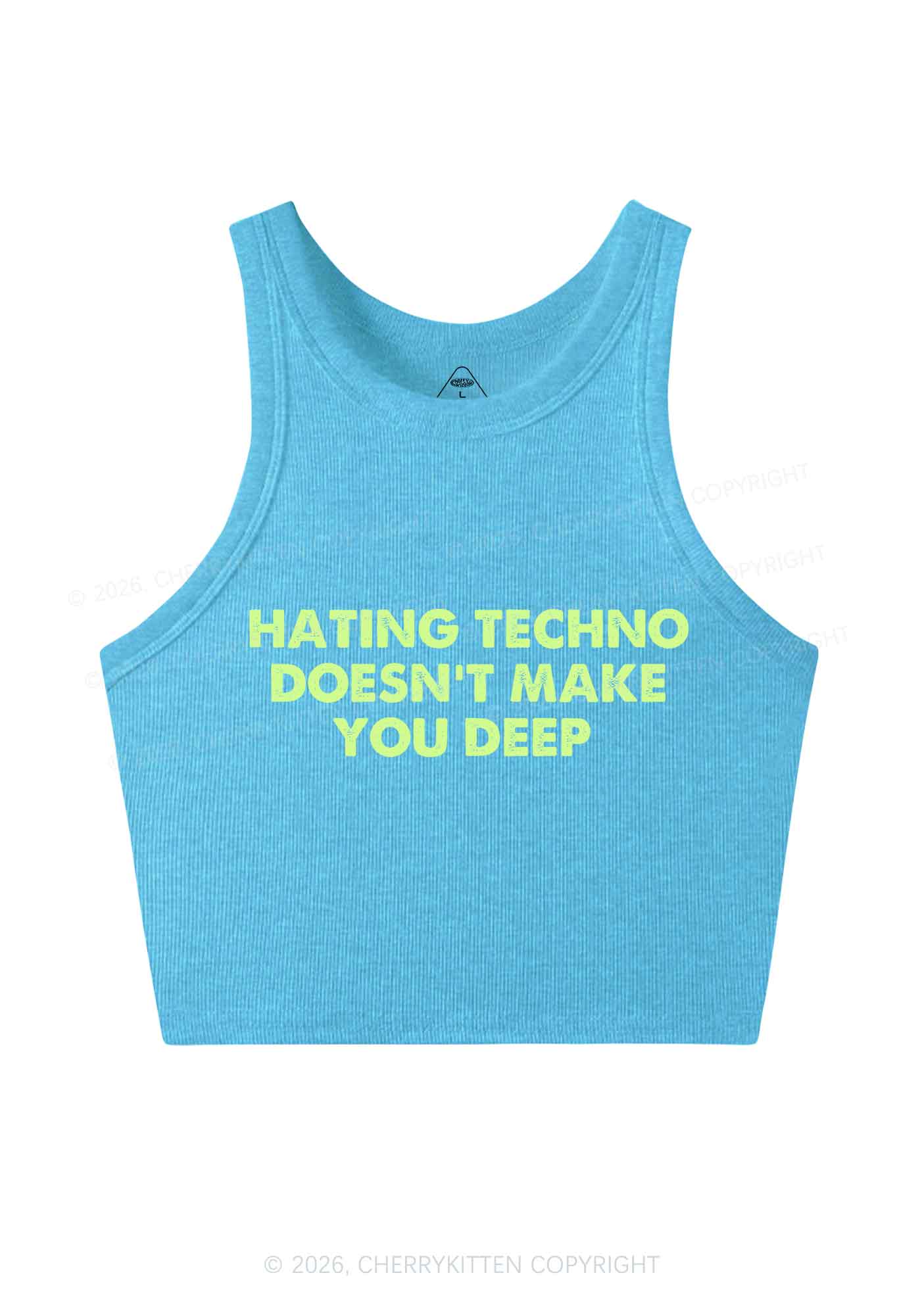 Hating Techno Doesnt Make You Deep Y2K Crop Tank Top Cherrykitten - Image 10