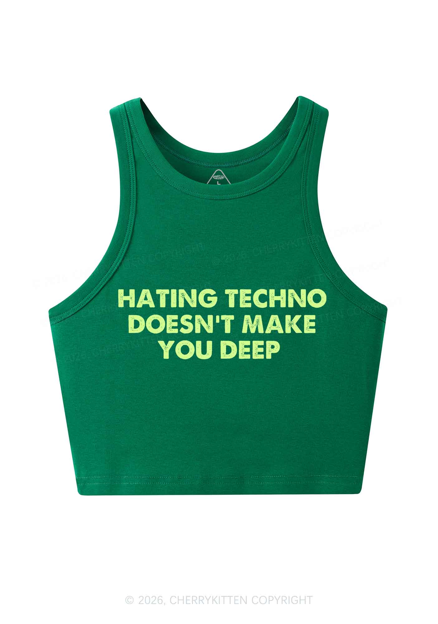 Hating Techno Doesnt Make You Deep Y2K Crop Tank Top Cherrykitten - Image 11