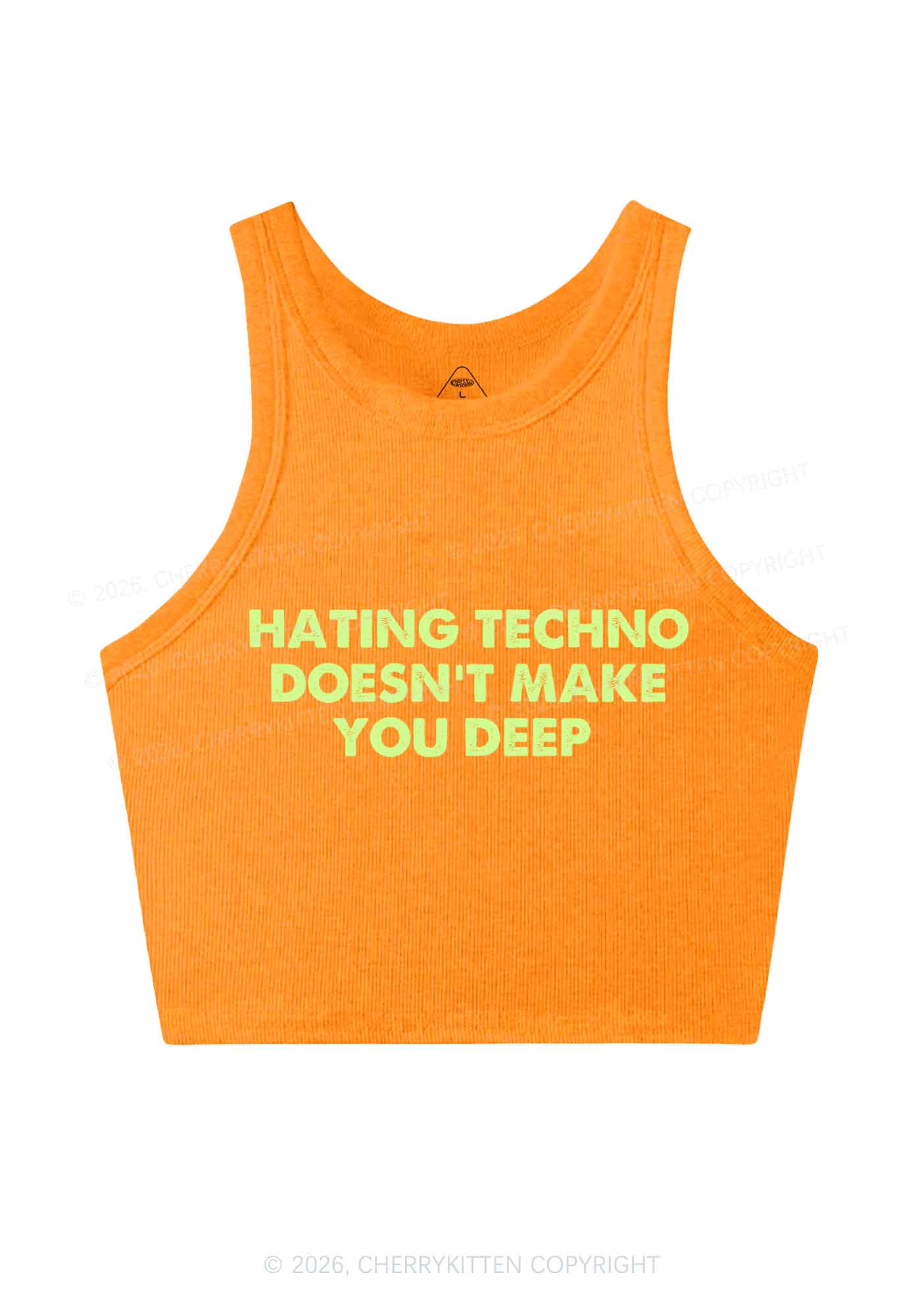 Hating Techno Doesnt Make You Deep Y2K Crop Tank Top Cherrykitten - Image 12