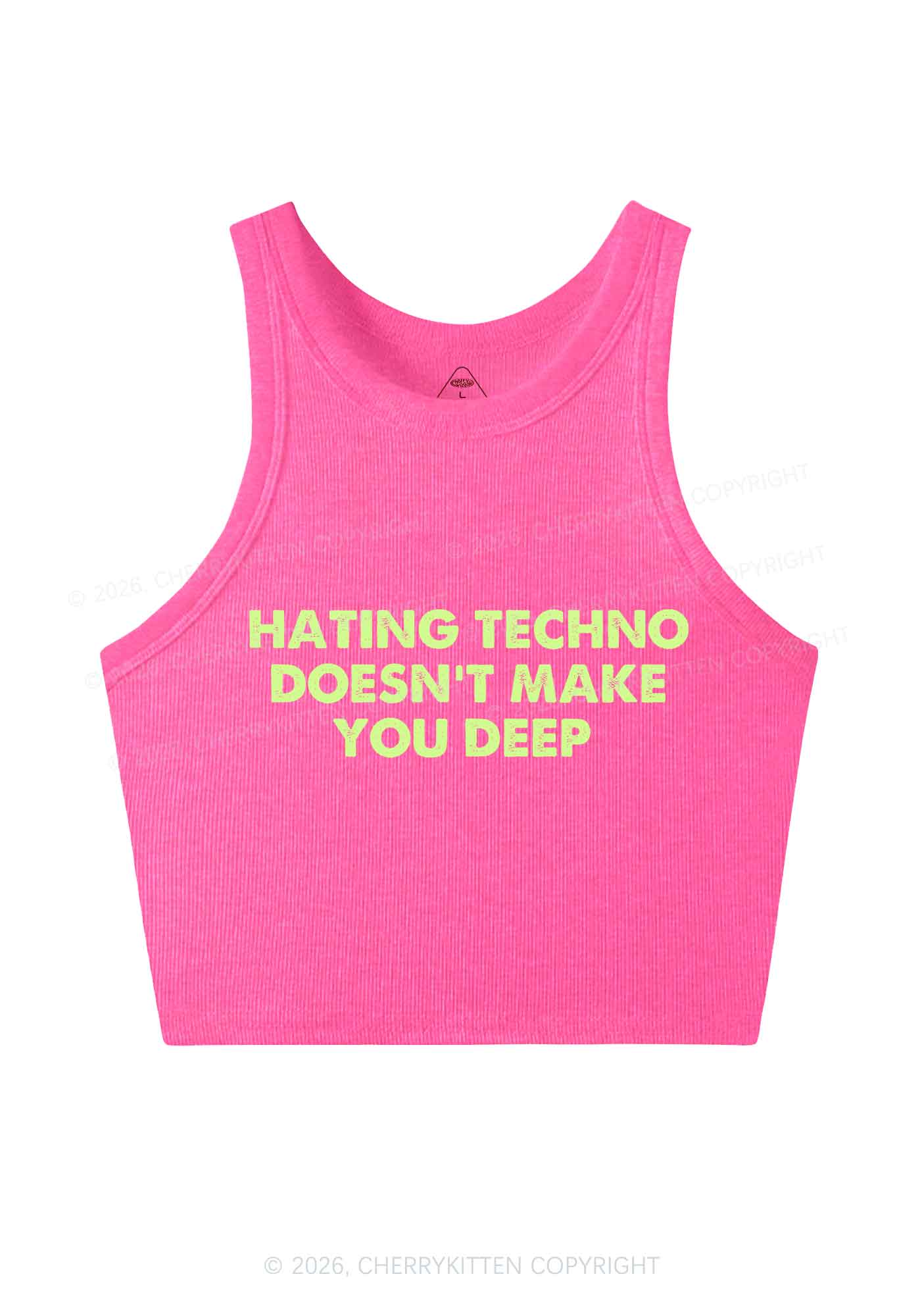 Hating Techno Doesnt Make You Deep Y2K Crop Tank Top Cherrykitten - Image 5