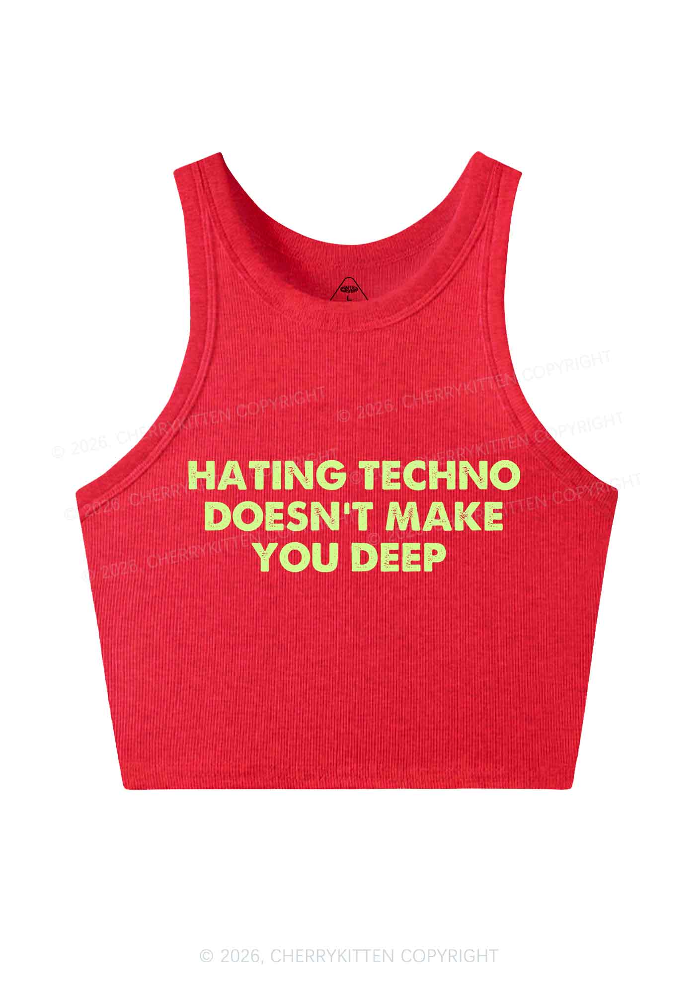 Hating Techno Doesnt Make You Deep Y2K Crop Tank Top Cherrykitten - Image 8
