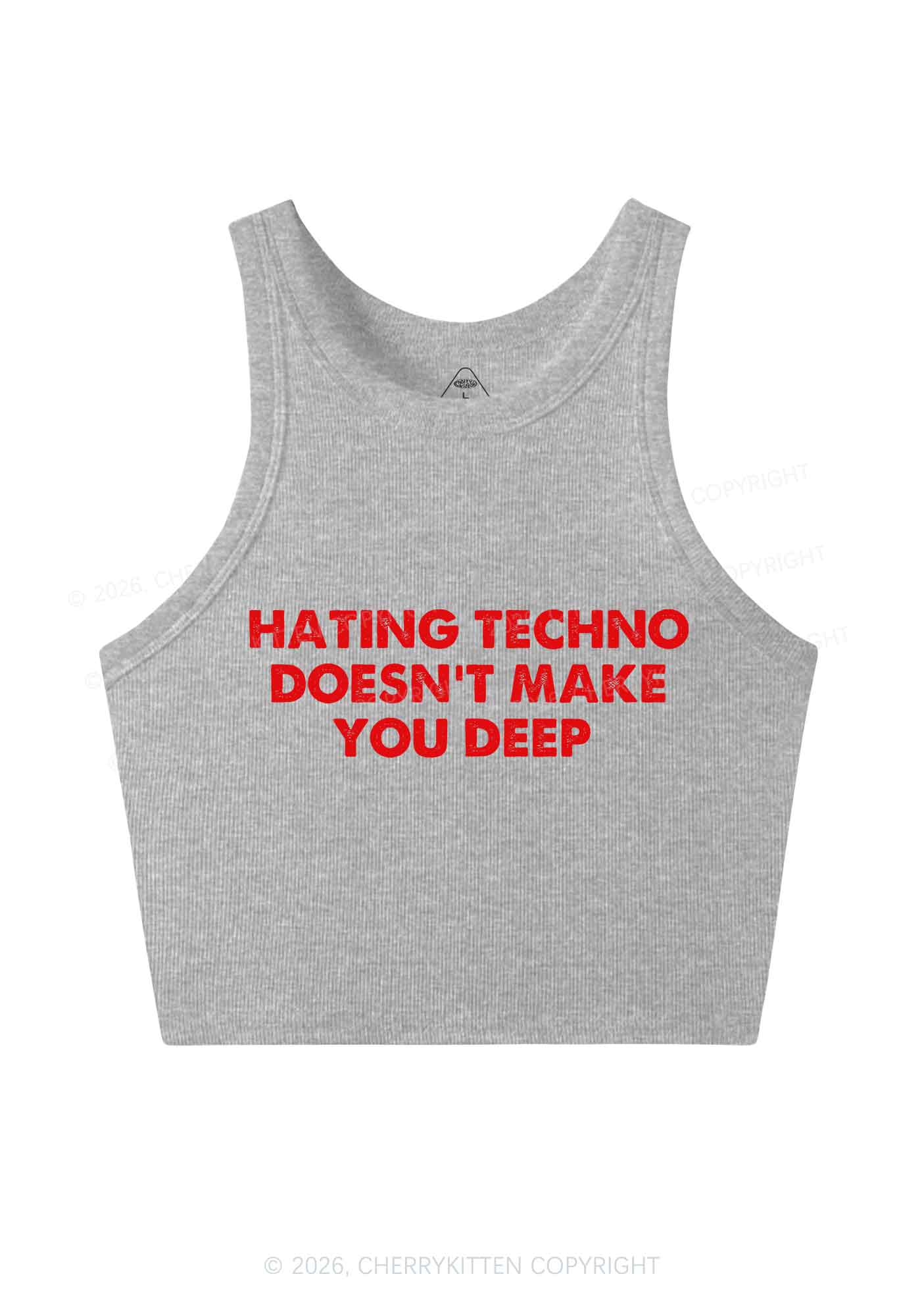 Hating Techno Doesnt Make You Deep Y2K Crop Tank Top Cherrykitten - Image 9