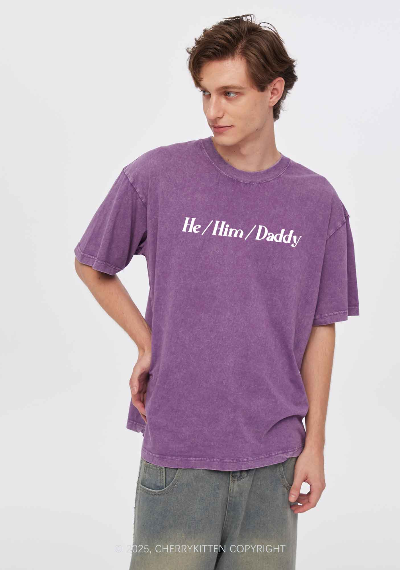 He Him Daddy Pride Y2K Shirts Washed Tee Cherrykitten - Image 2