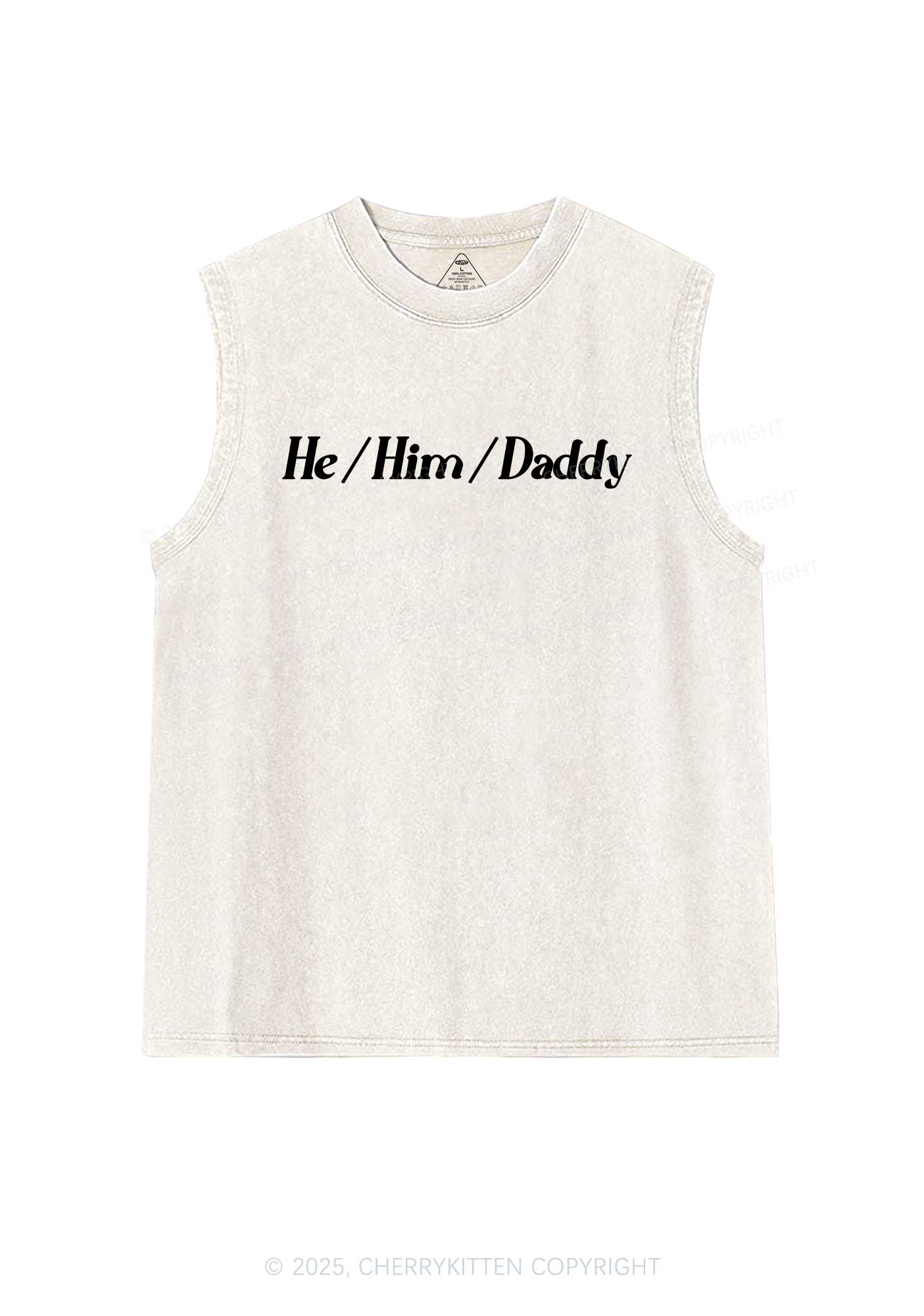 He Him Daddy Pride Y2K Washed Muscle Tank Cherrykitten - Image 4