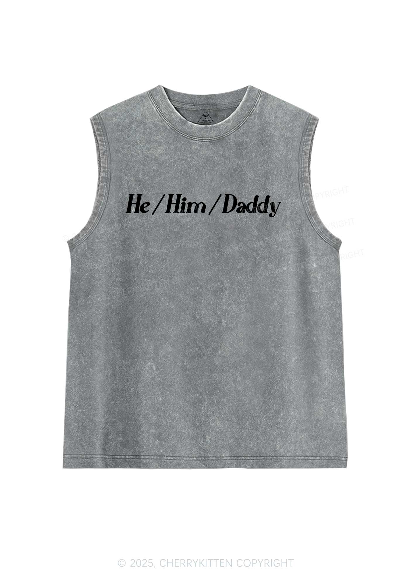 He Him Daddy Pride Y2K Washed Muscle Tank Cherrykitten - Image 6