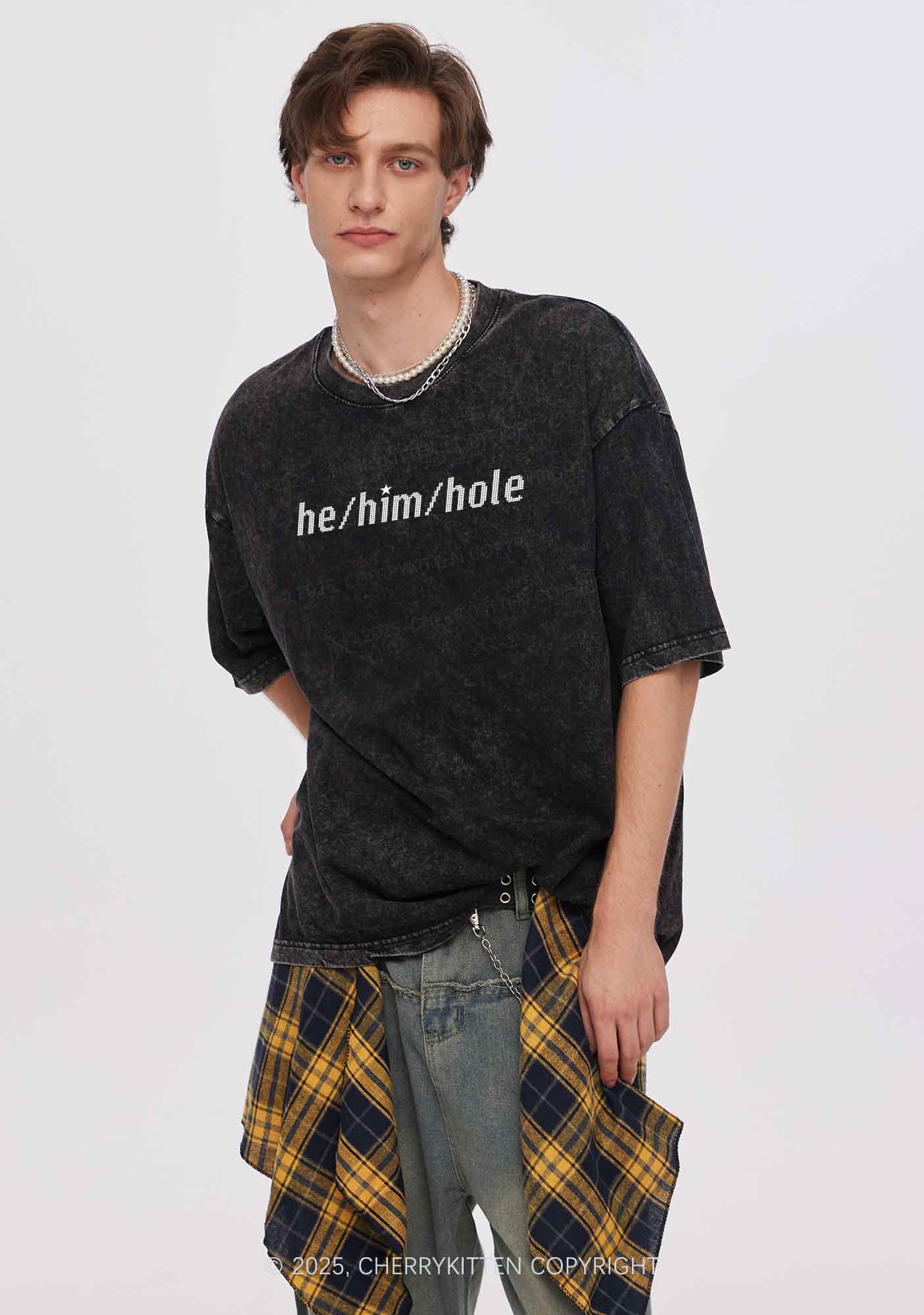 He Him Hole Pride Y2K Shirts Washed Tee Cherrykitten - Image 2