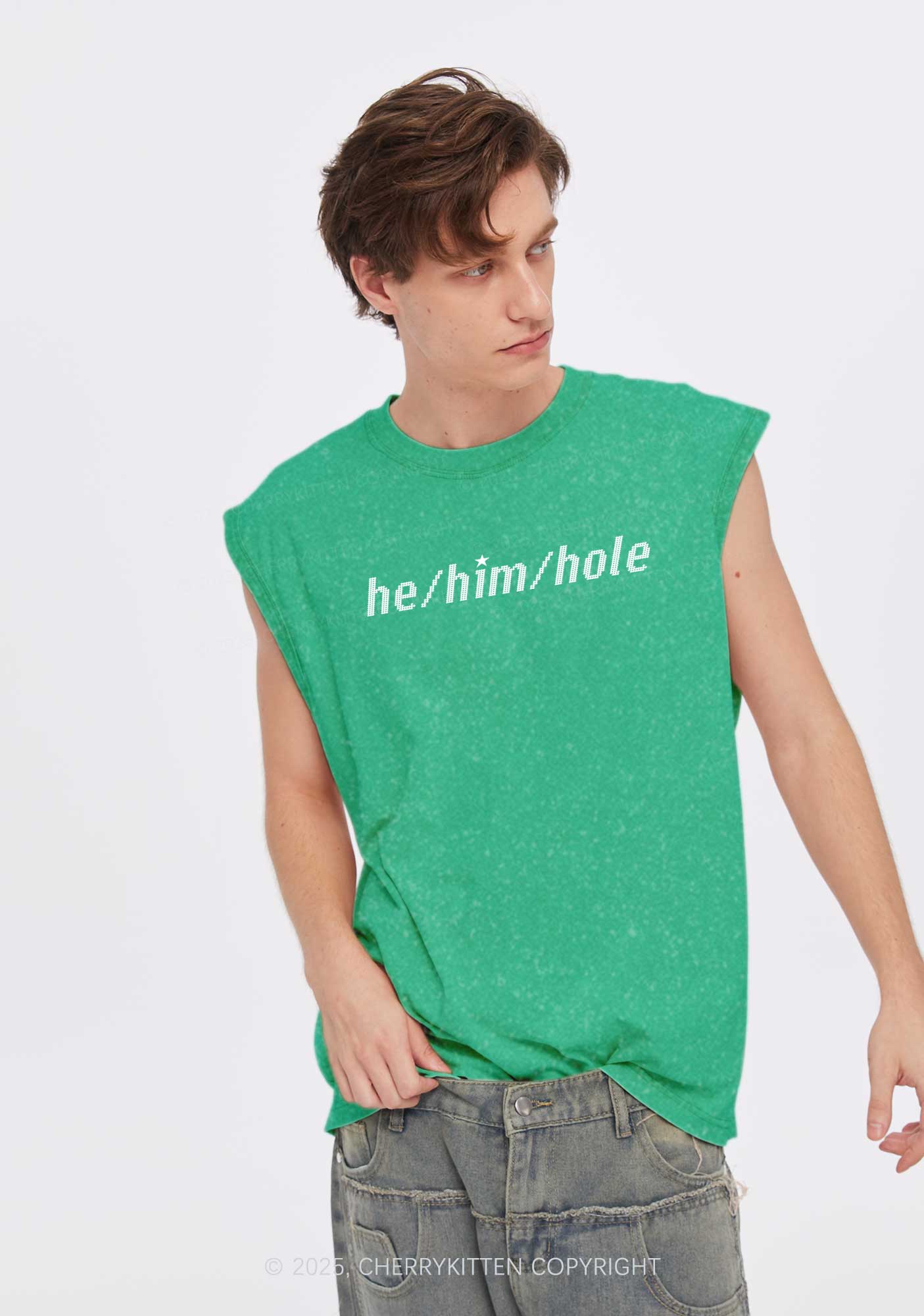 He Him Hole Pride Y2K Washed Muscle Tank Cherrykitten - Image 2