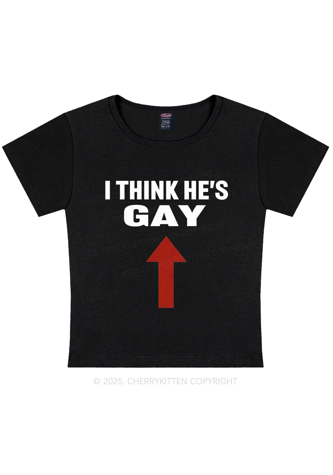 He Is Gay Y2K Baby Tee Cherrykitten - Image 5