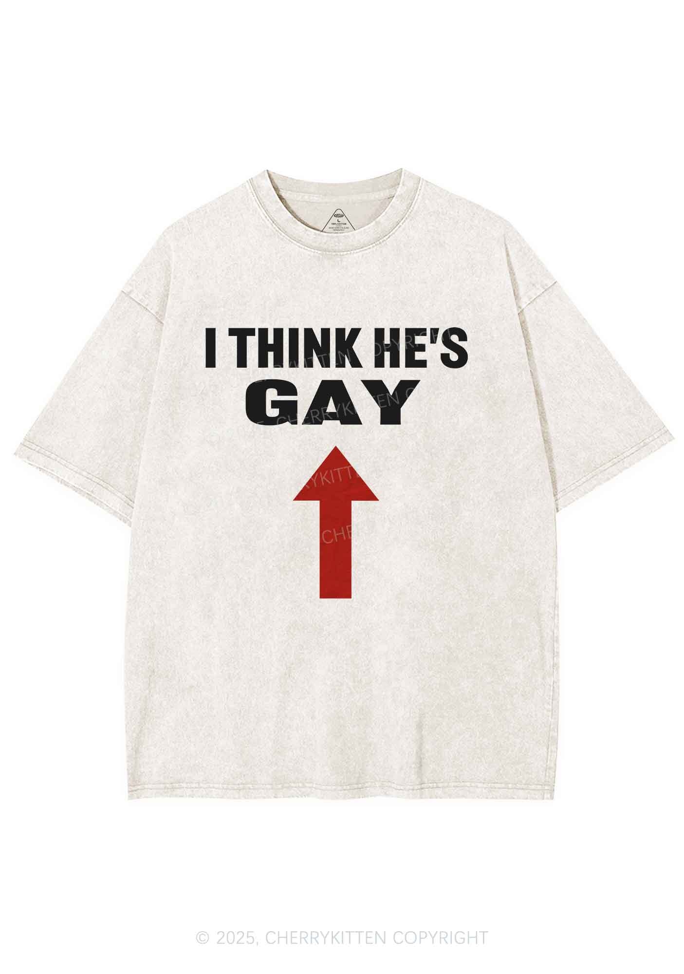He Is Gay Y2K Shirts Washed Tee Cherrykitten - Image 3