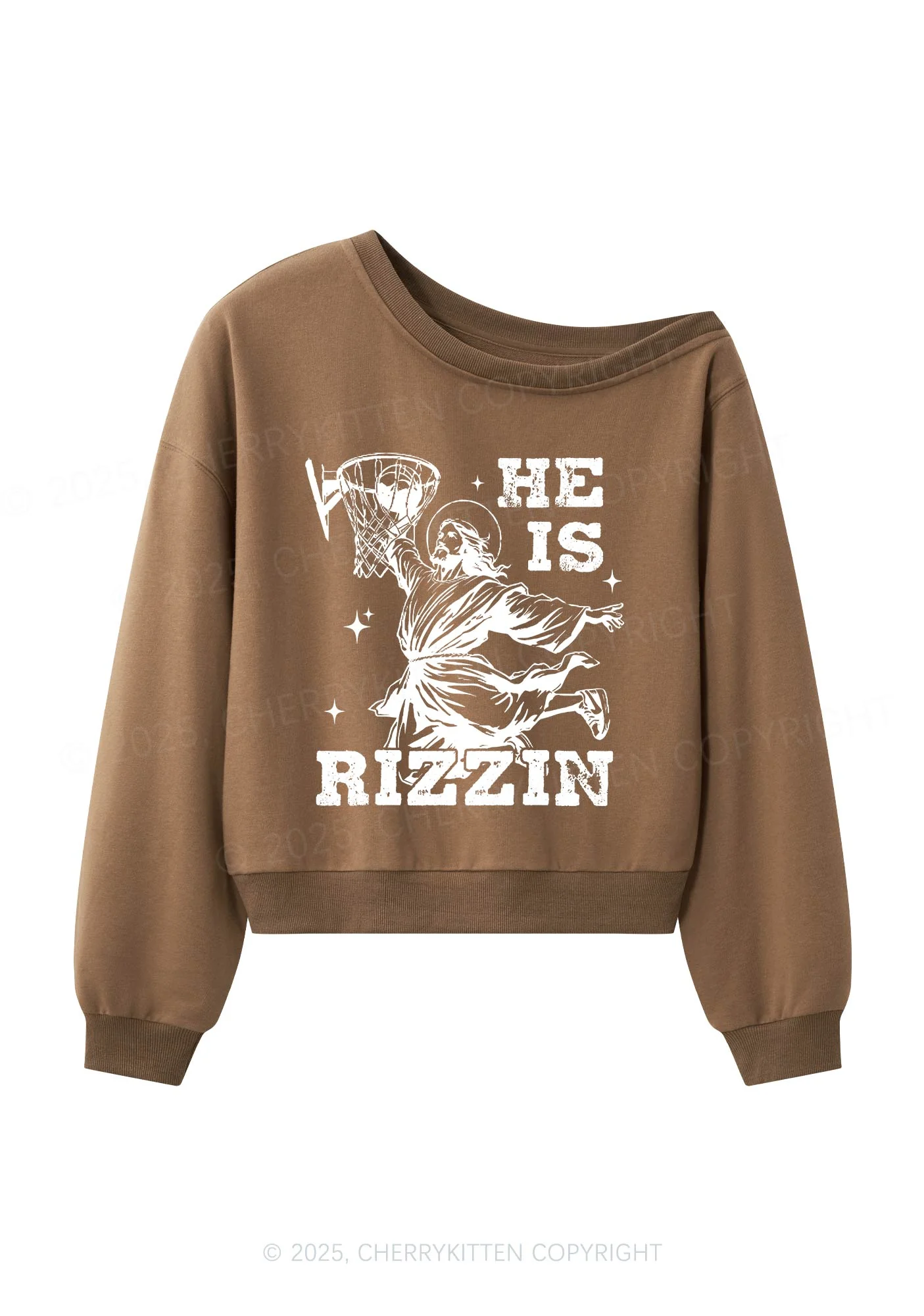 He Is Rizzin Y2K Off Shoulder Sweatshirts Cherrykitten - Image 4