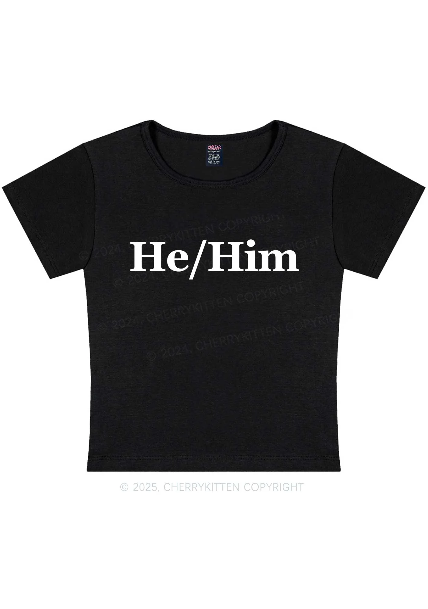 He Or Him Y2K Baby Tee Cherrykitten - Image 3