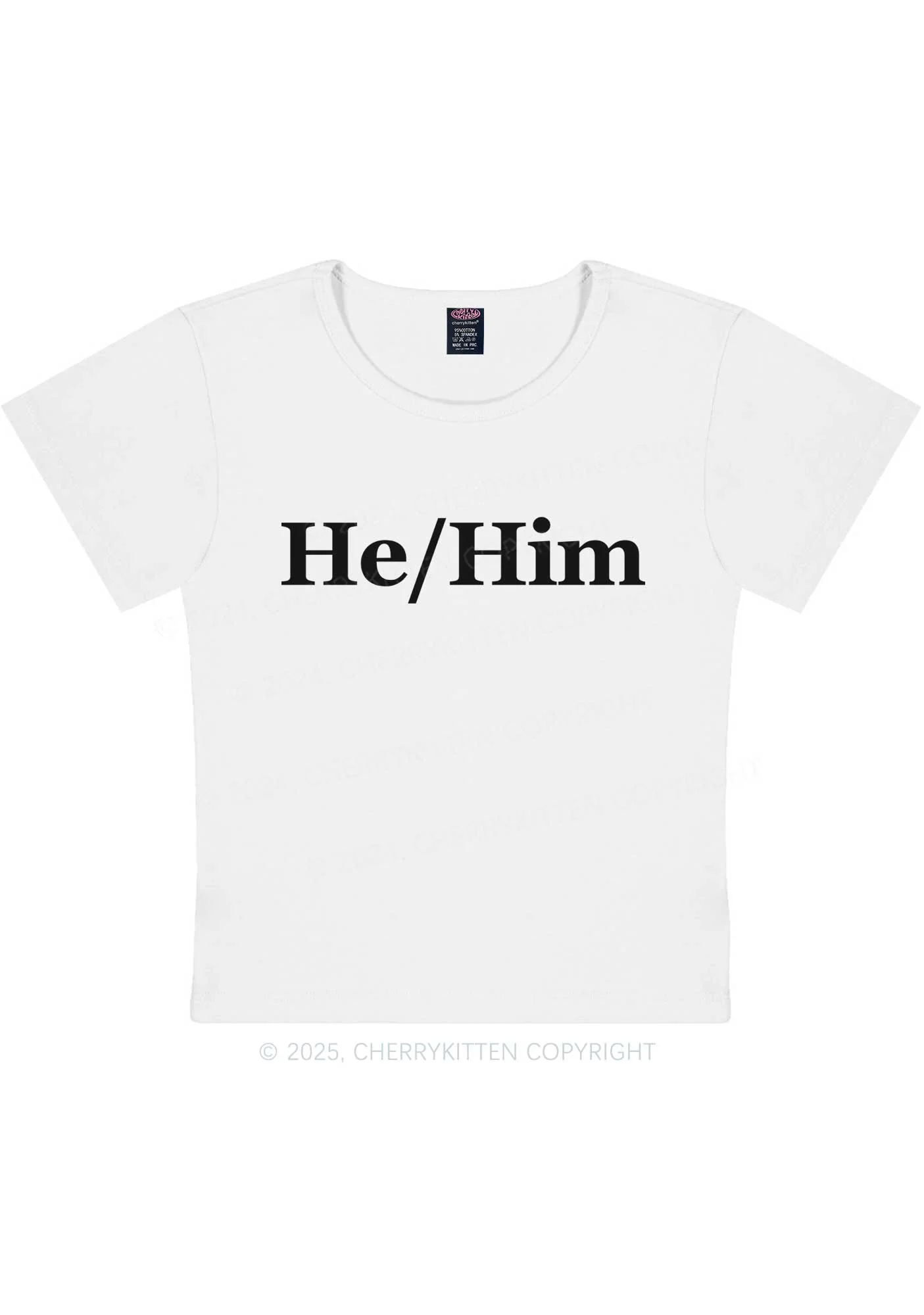 He Or Him Y2K Baby Tee Cherrykitten - Image 5