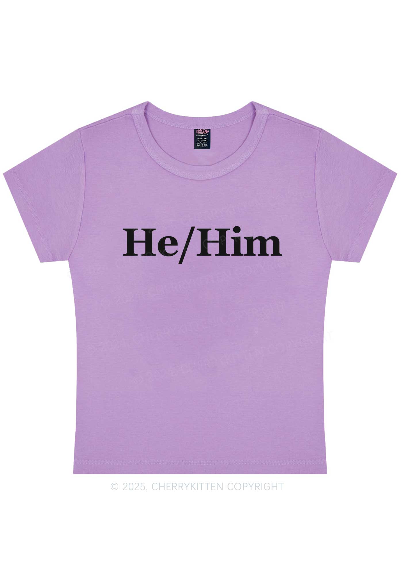 He Or Him Y2K Baby Tee Cherrykitten - Image 6
