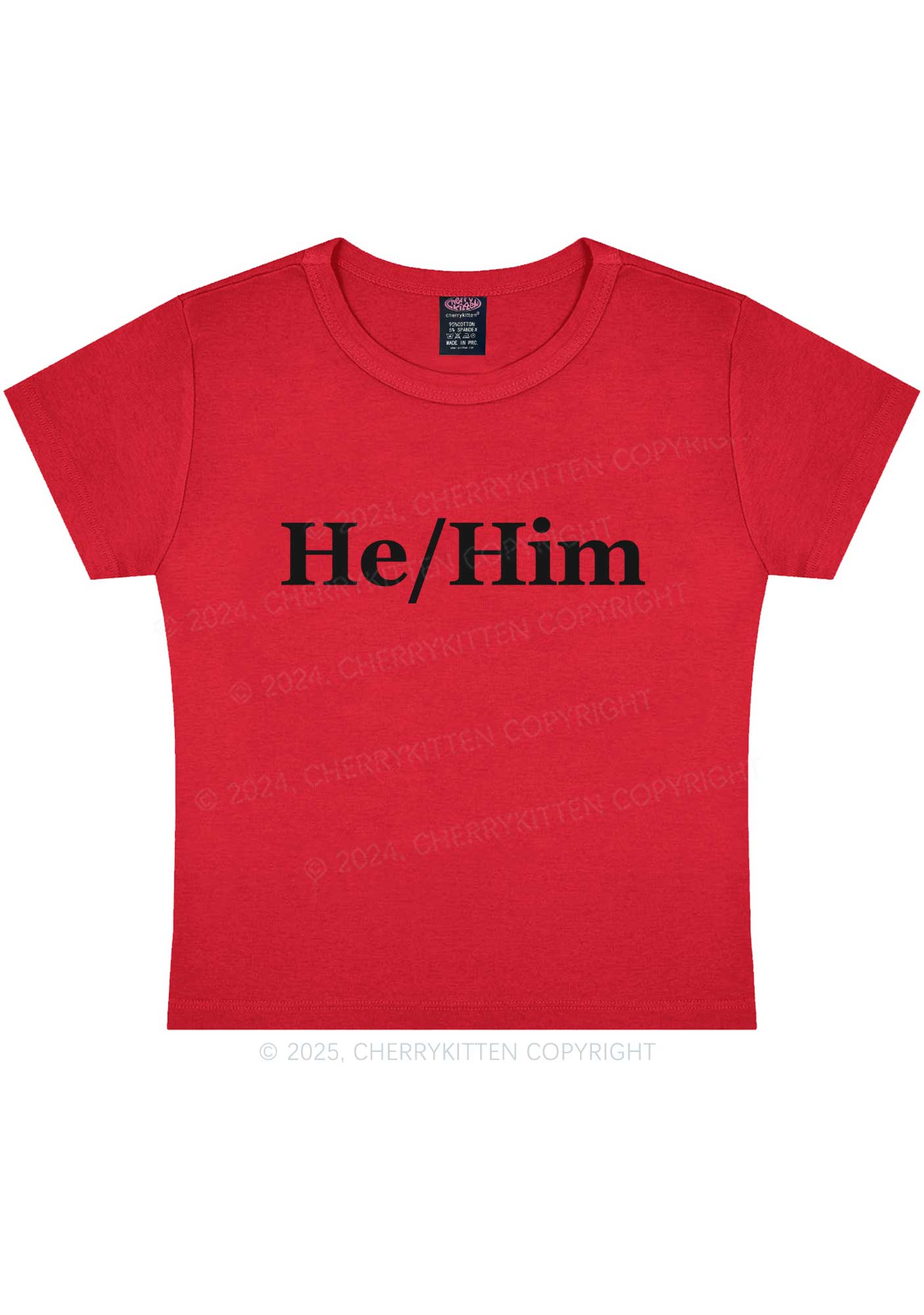 He Or Him Y2K Baby Tee Cherrykitten - Image 8