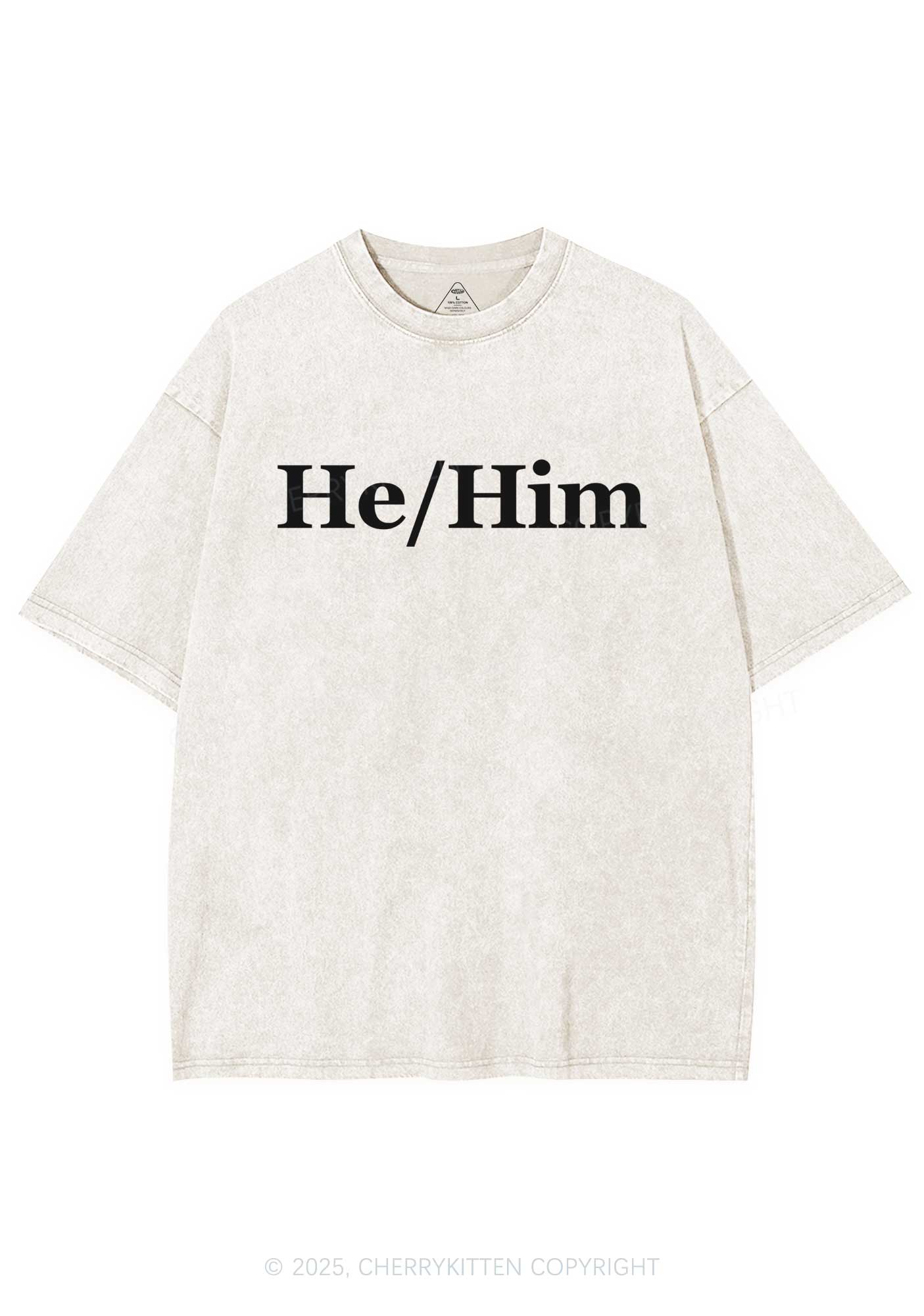 He Or Him Y2K Shirts Washed Tee Cherrykitten - Image 4