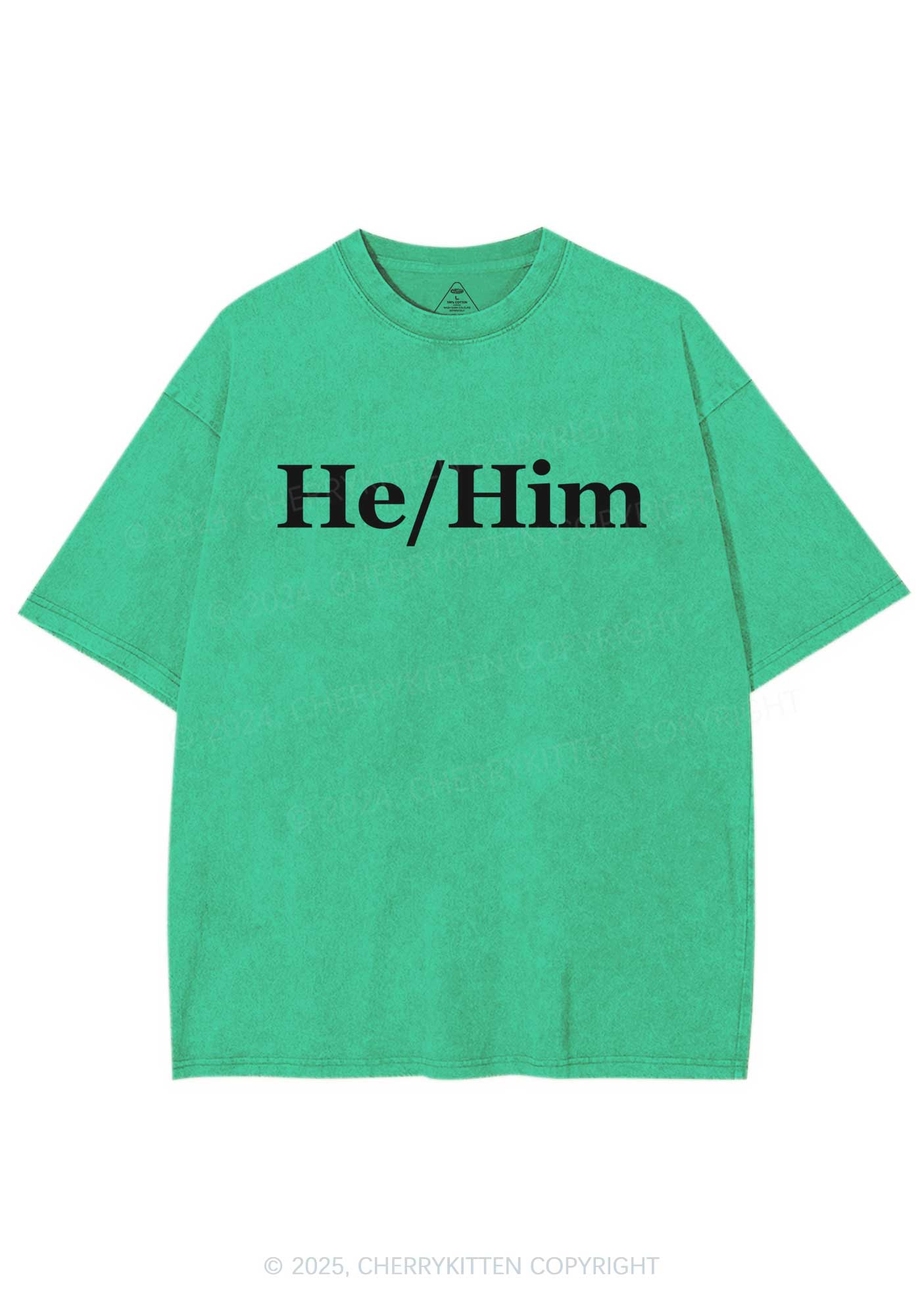 He Or Him Y2K Shirts Washed Tee Cherrykitten - Image 6