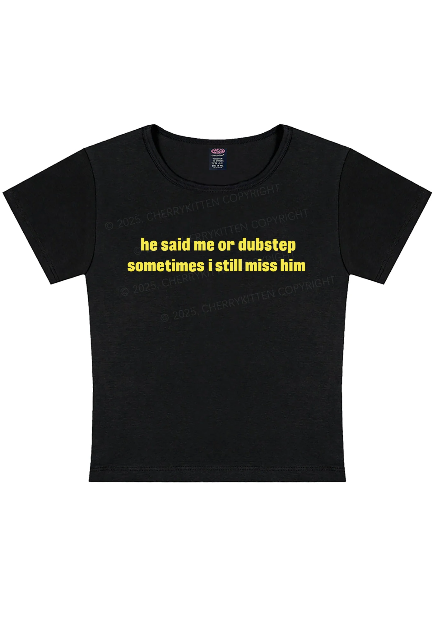 He Said Dubstep Y2K Baby Tee Cherrykitten - Image 3