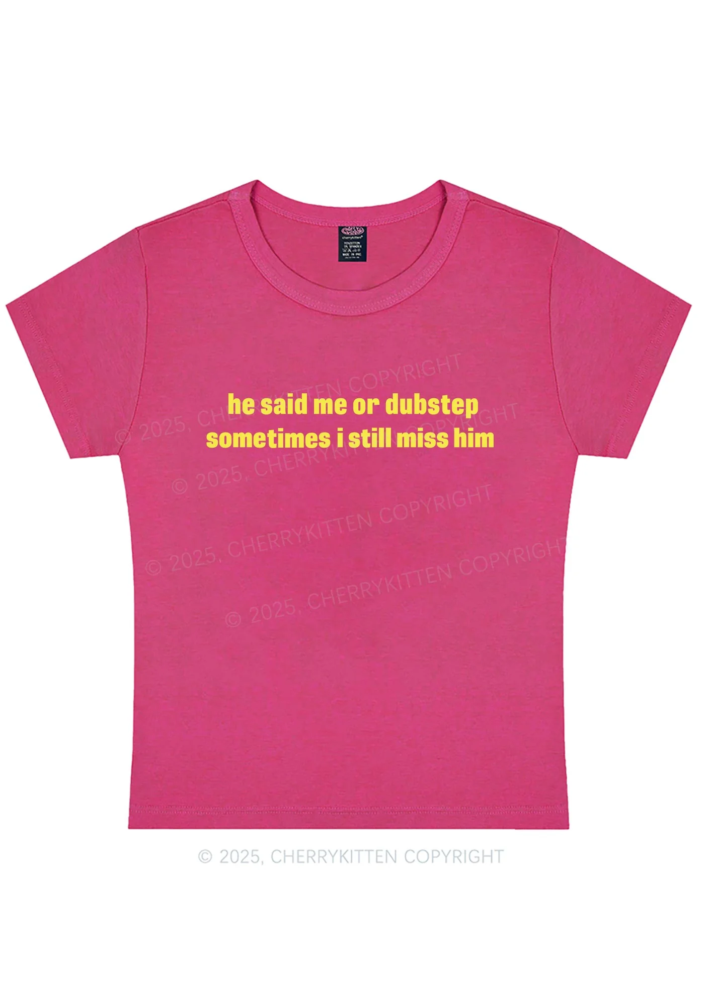 He Said Dubstep Y2K Baby Tee Cherrykitten - Image 4