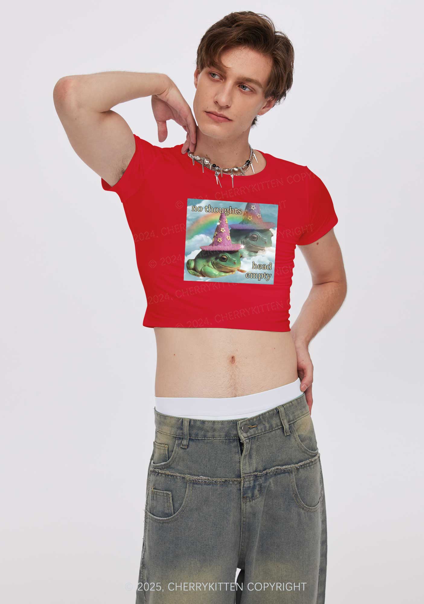 Head Empty Frog Y2K Baby Tee Cherrykitten - Image 2