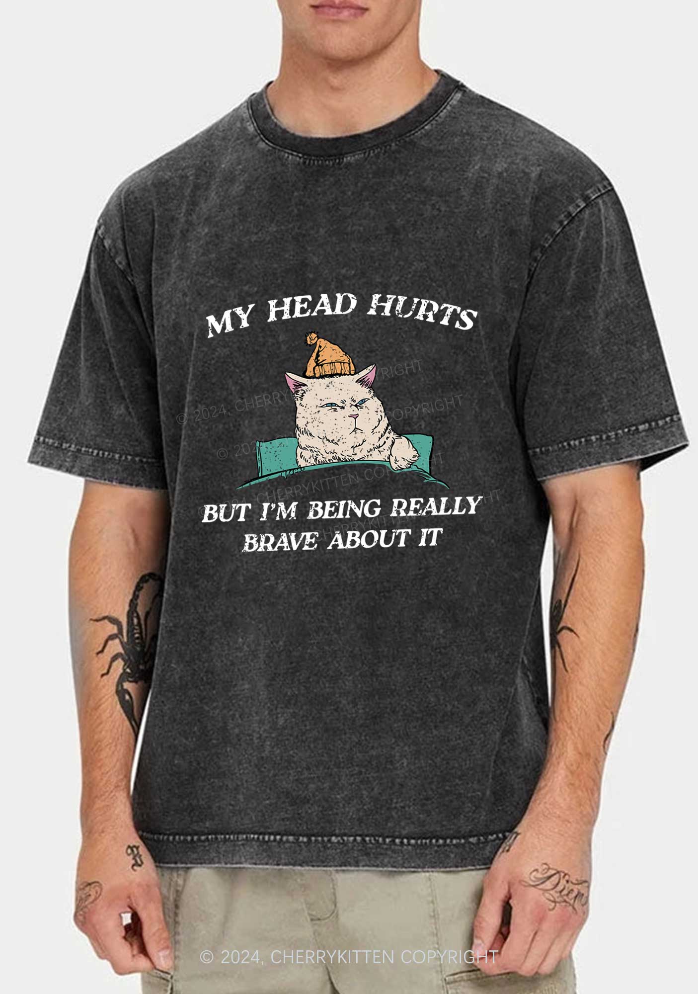 Head Hurts Y2K Washed Tee Cherrykitten - Image 2