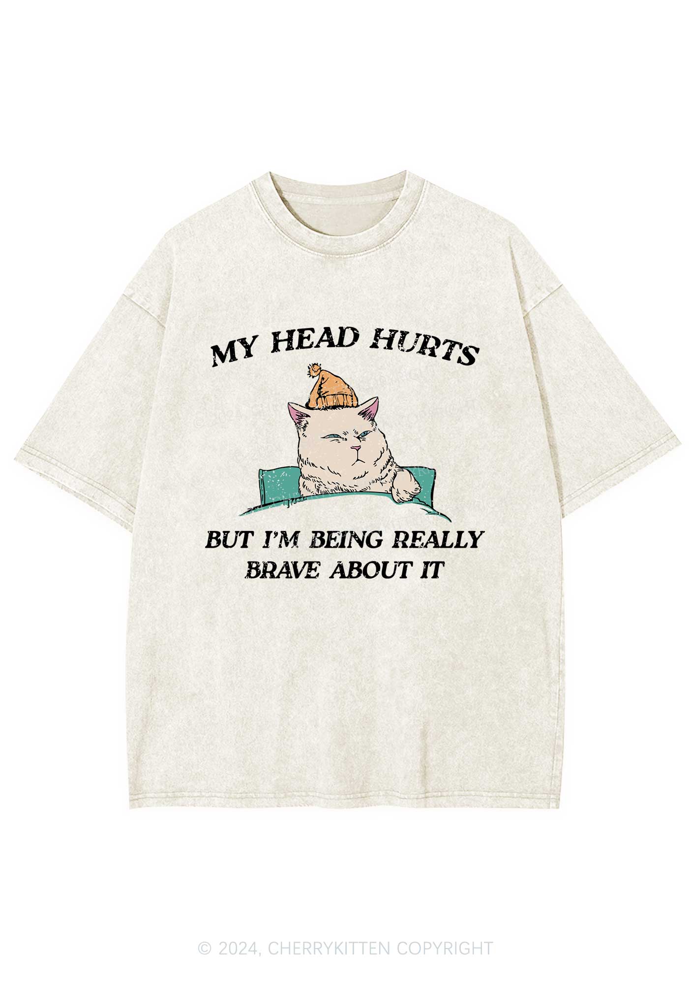 Head Hurts Y2K Washed Tee Cherrykitten - Image 4