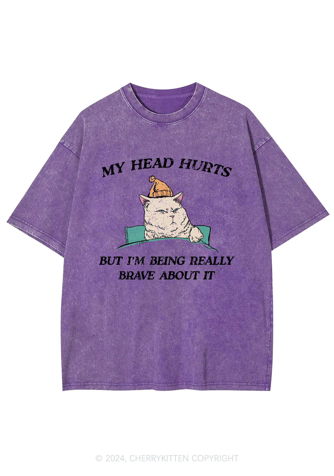 Head Hurts Y2K Washed Tee Cherrykitten - Image 6