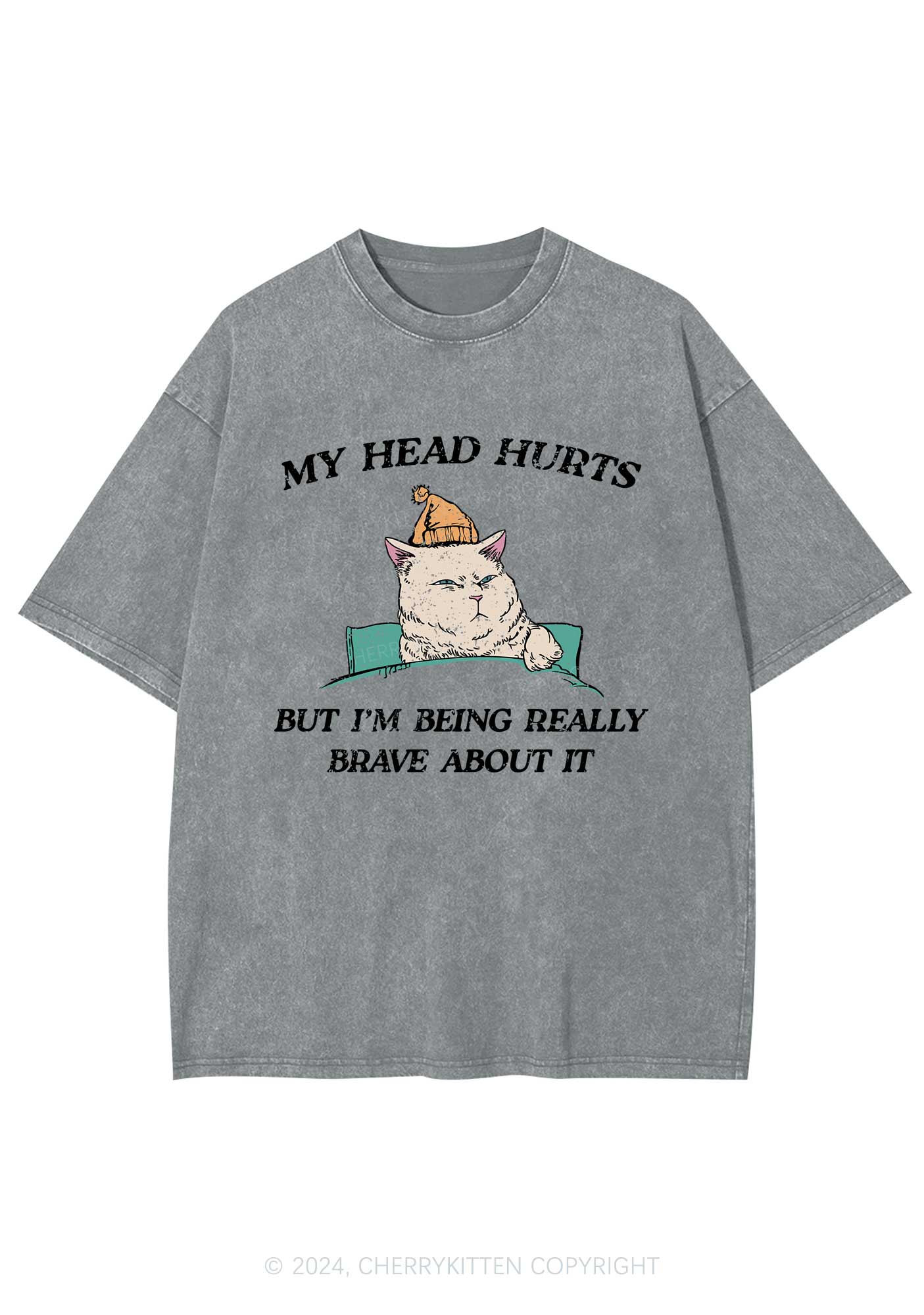 Head Hurts Y2K Washed Tee Cherrykitten - Image 7