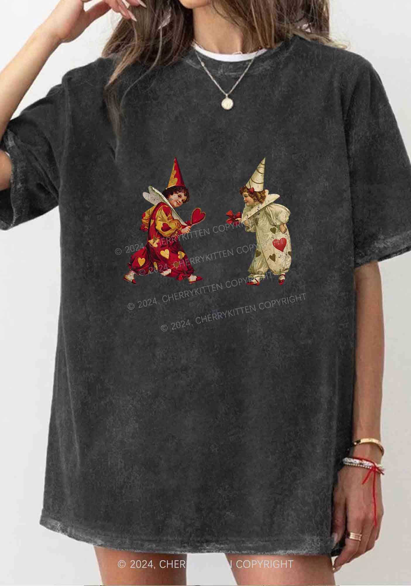 Heart Bow Knot Kids Y2K Washed Tee Cherrykitten - Image 2