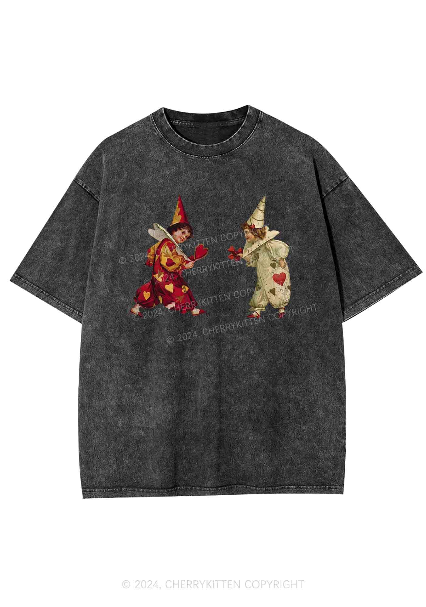 Heart Bow Knot Kids Y2K Washed Tee Cherrykitten - Image 3