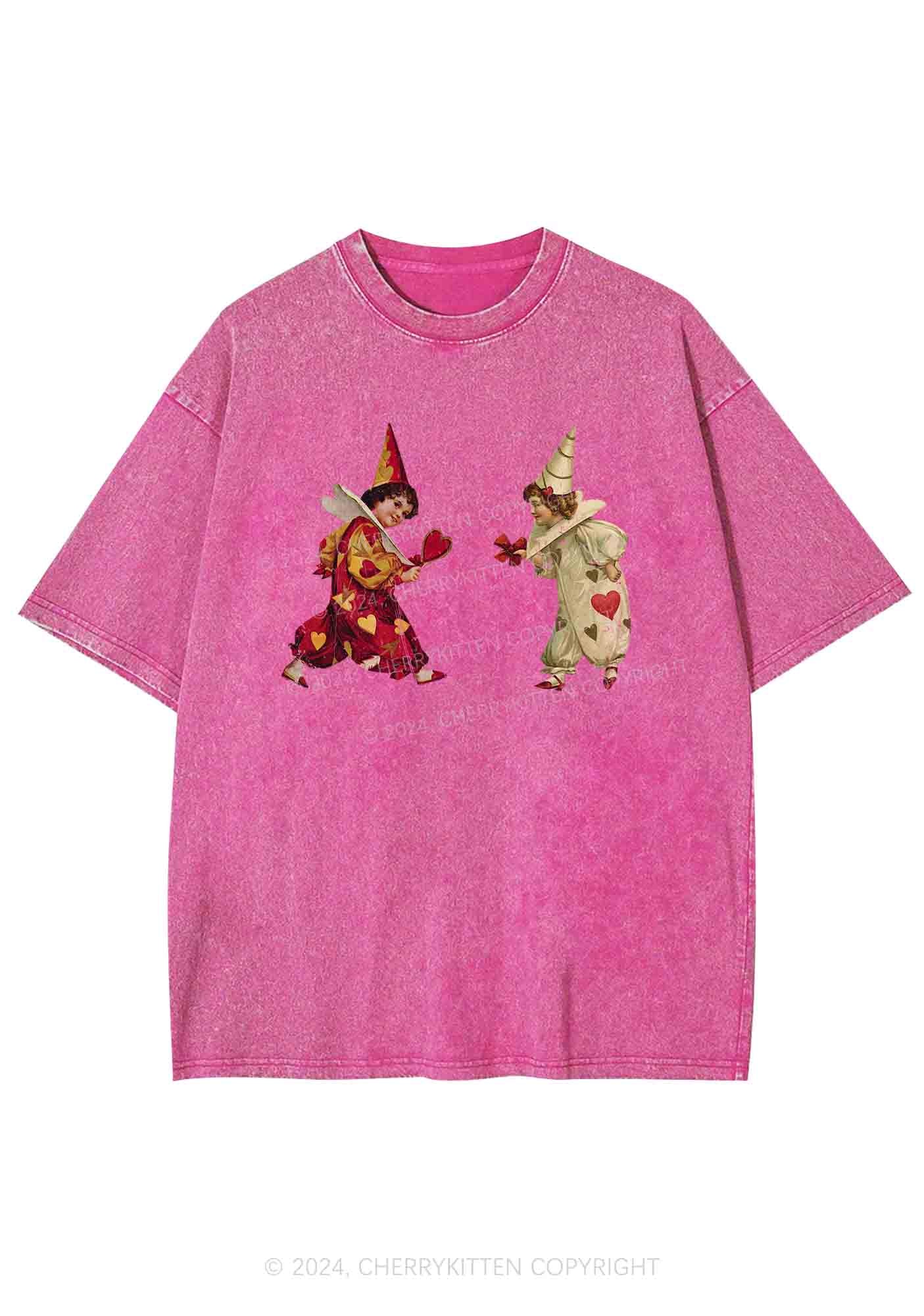 Heart Bow Knot Kids Y2K Washed Tee Cherrykitten - Image 4