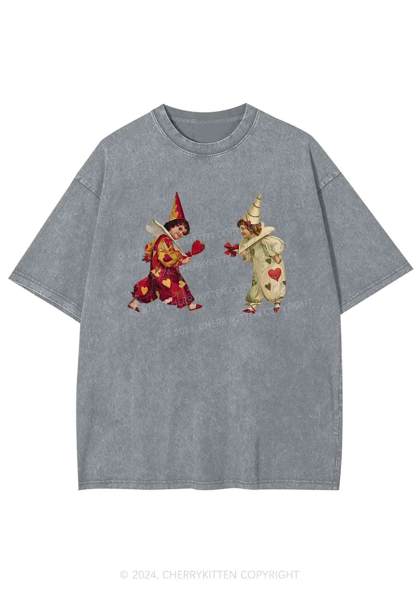 Heart Bow Knot Kids Y2K Washed Tee Cherrykitten - Image 5