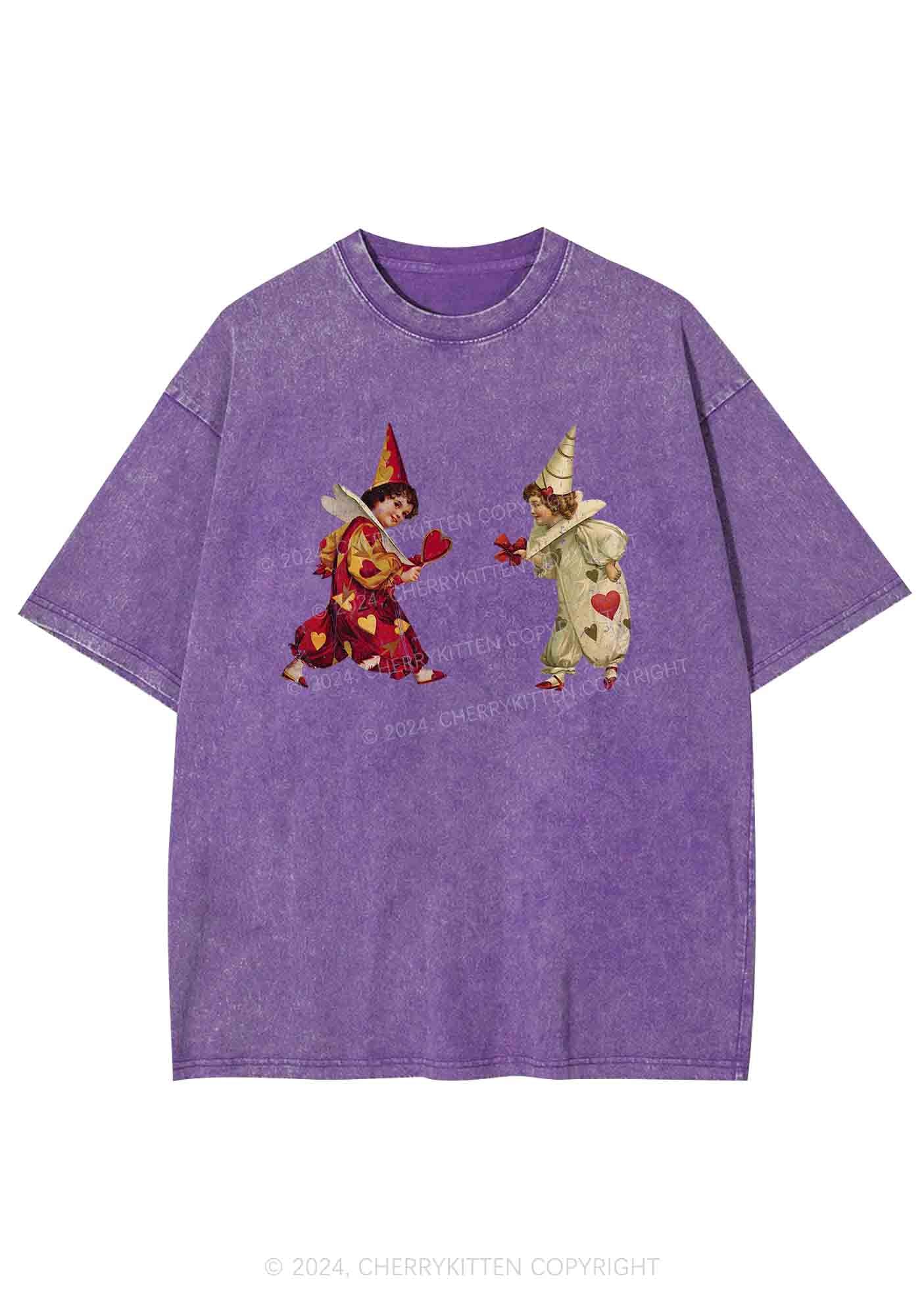 Heart Bow Knot Kids Y2K Washed Tee Cherrykitten - Image 6