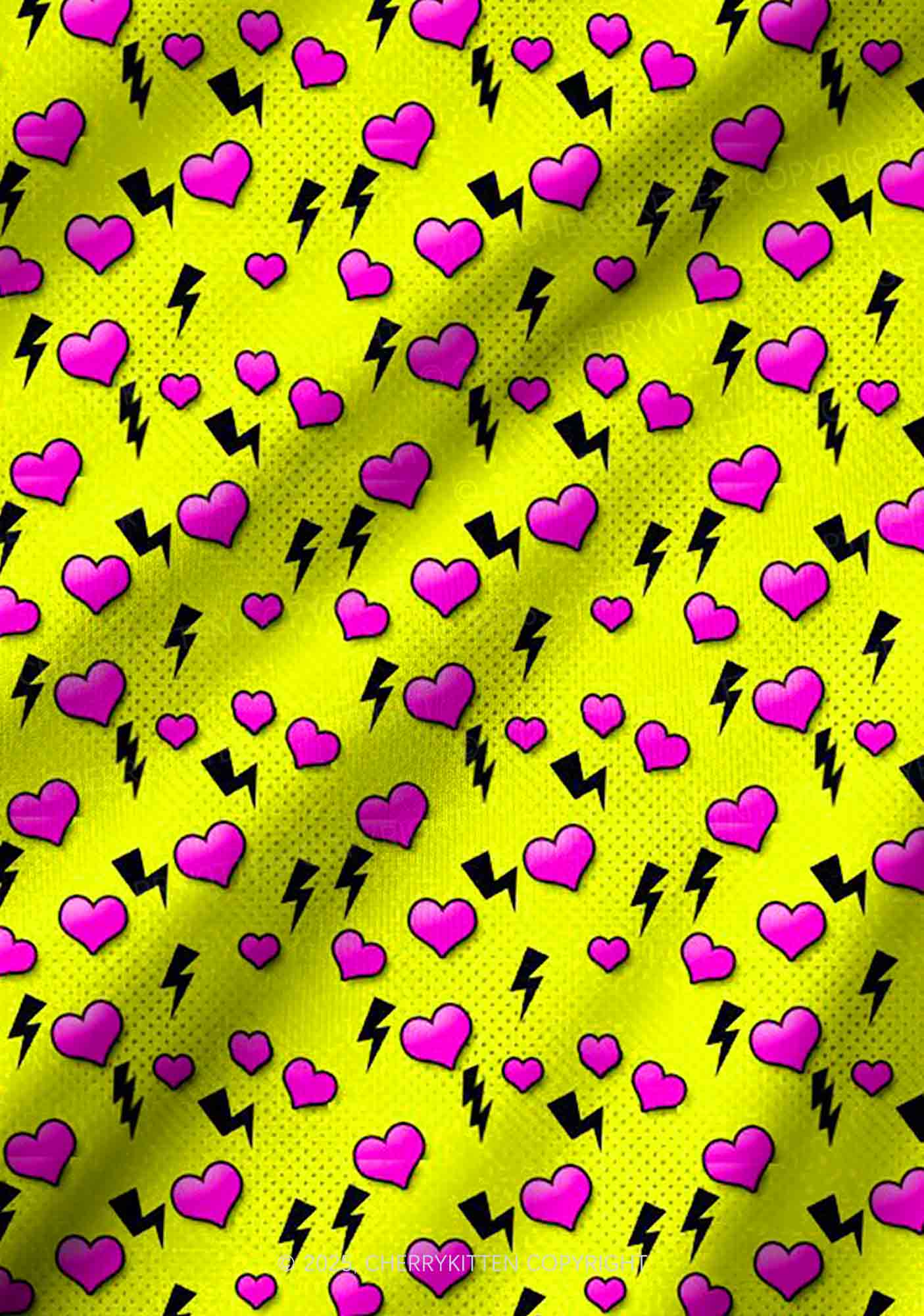 Heart Flash Valentine's Day Y2K Print Long Sleeve Pajama Set Cherrykitten - Image 3