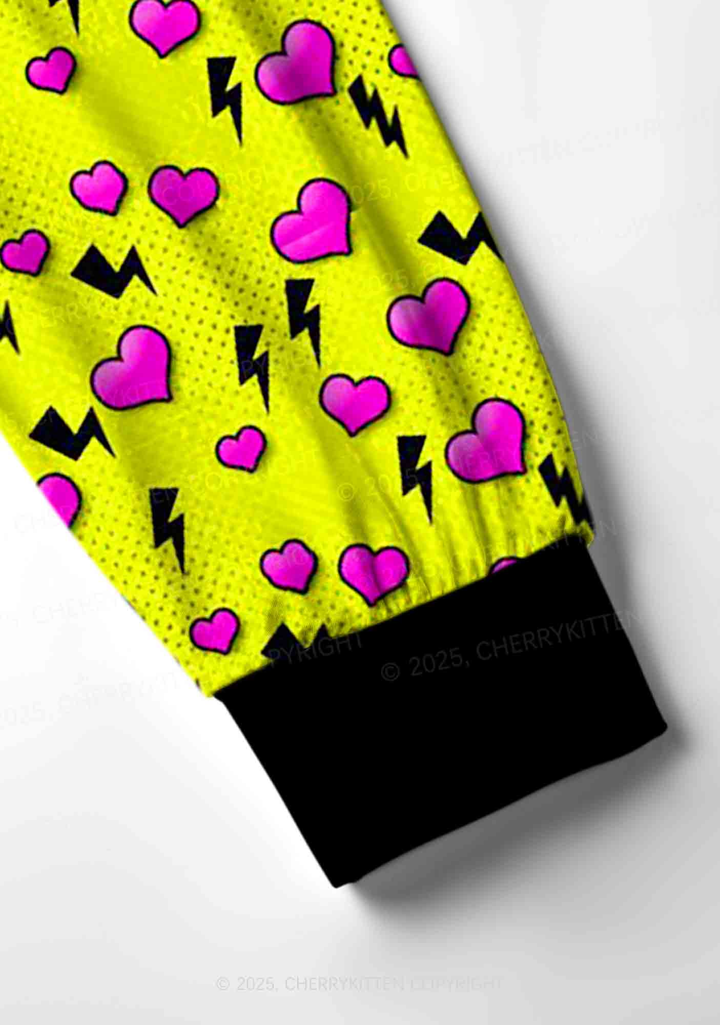 Heart Flash Valentine's Day Y2K Print Long Sleeve Pajama Set Cherrykitten - Image 4