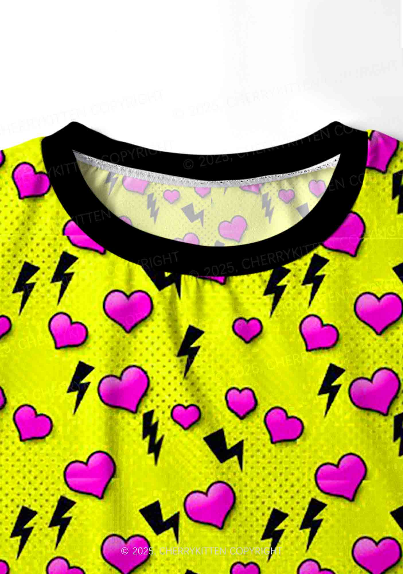 Heart Flash Valentine's Day Y2K Print Long Sleeve Pajama Set Cherrykitten - Image 5
