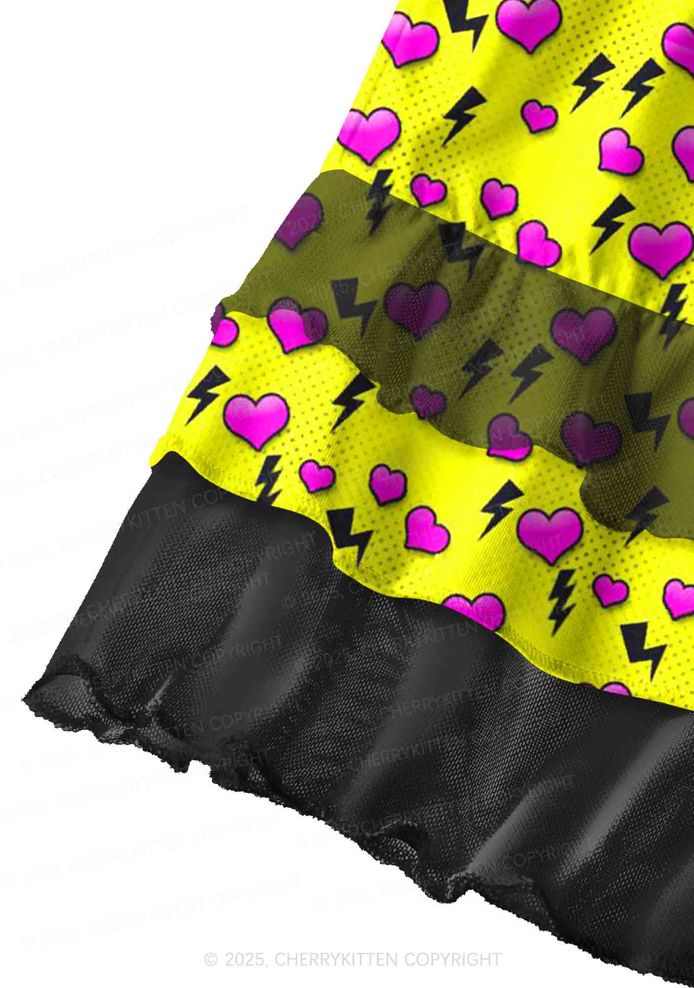 Heart Flash Valentine's Day Y2K Print Mini Layered Skirt Cherrykitten - Image 2