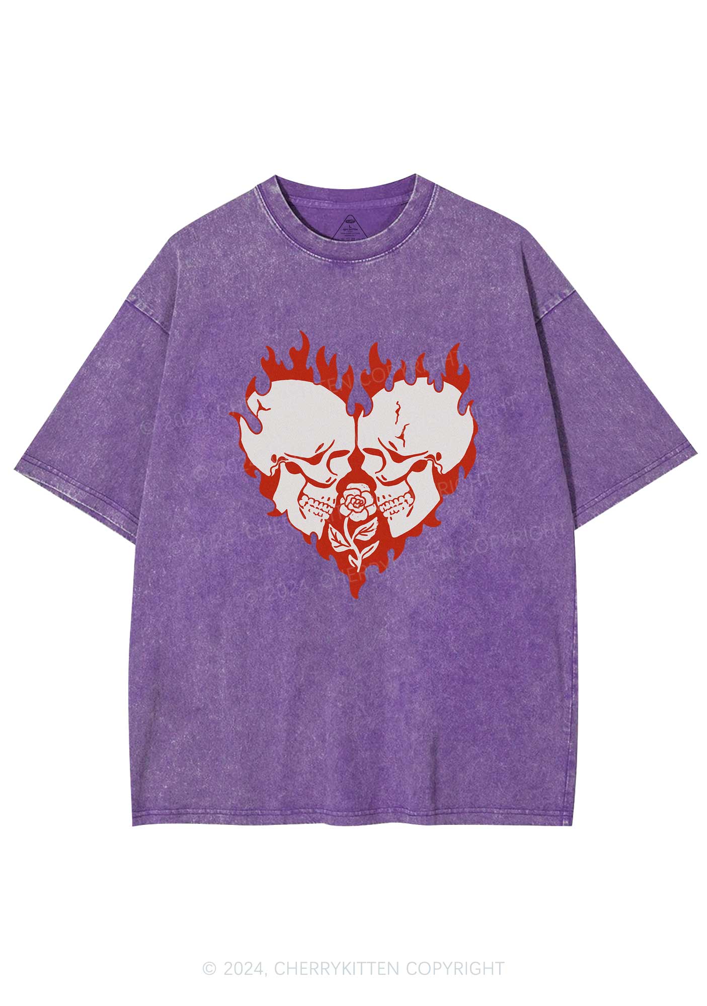 Heart Skull Y2K Valentine's Day Washed Tee Cherrykitten - Image 6