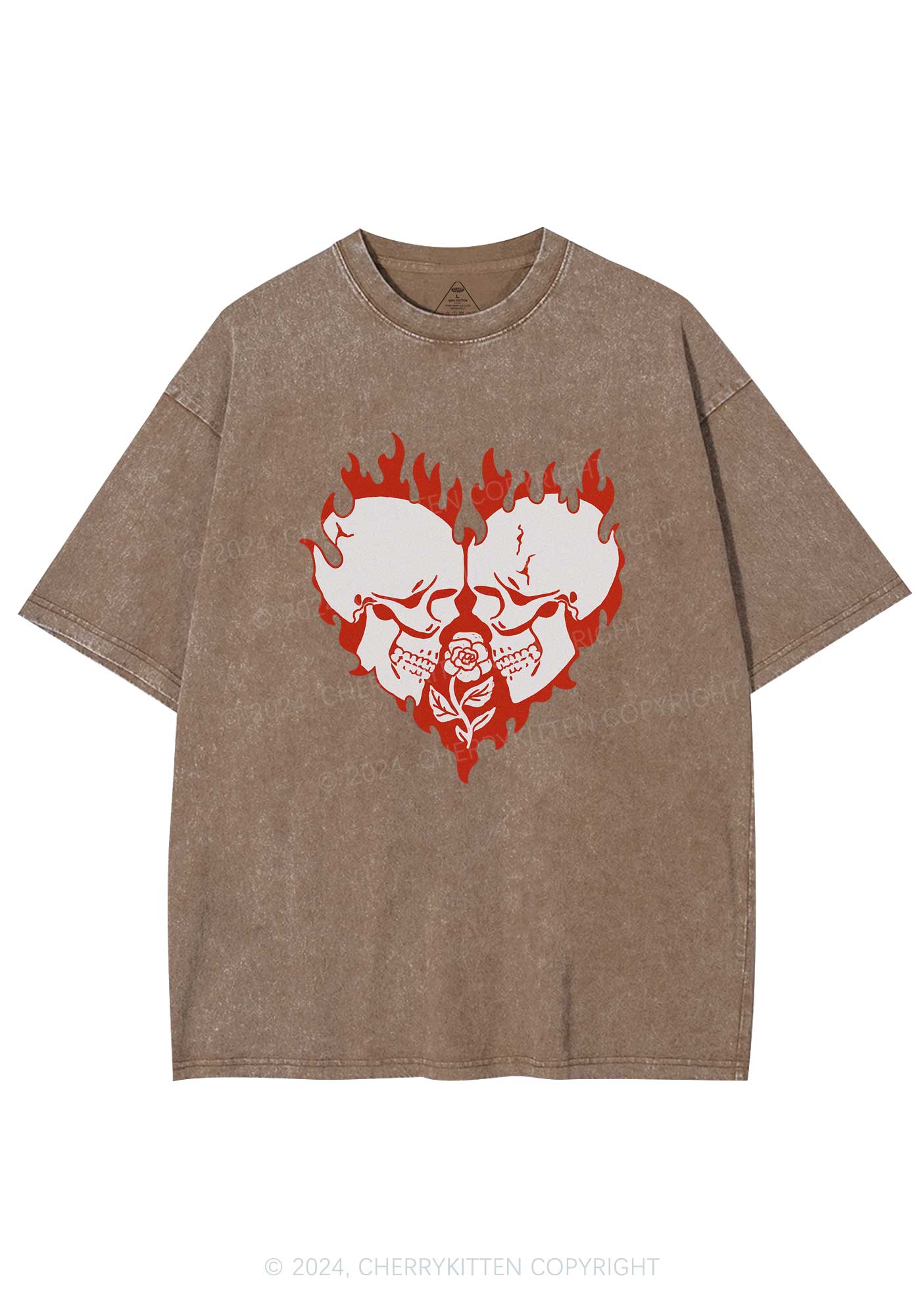 Heart Skull Y2K Valentine's Day Washed Tee Cherrykitten - Image 7